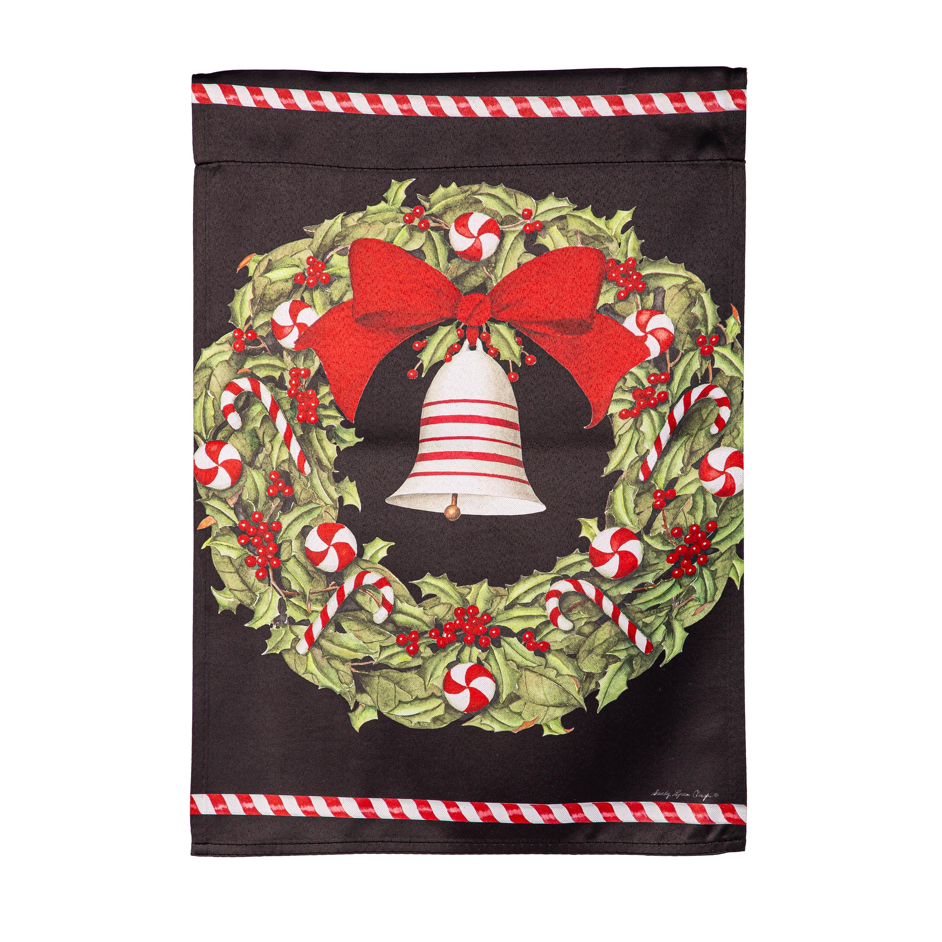 Christmas Bell and Wreath Suede Garden Flag - Sports Gifts, Sports Memorabilia, Sports Collectibles, Fan Shop