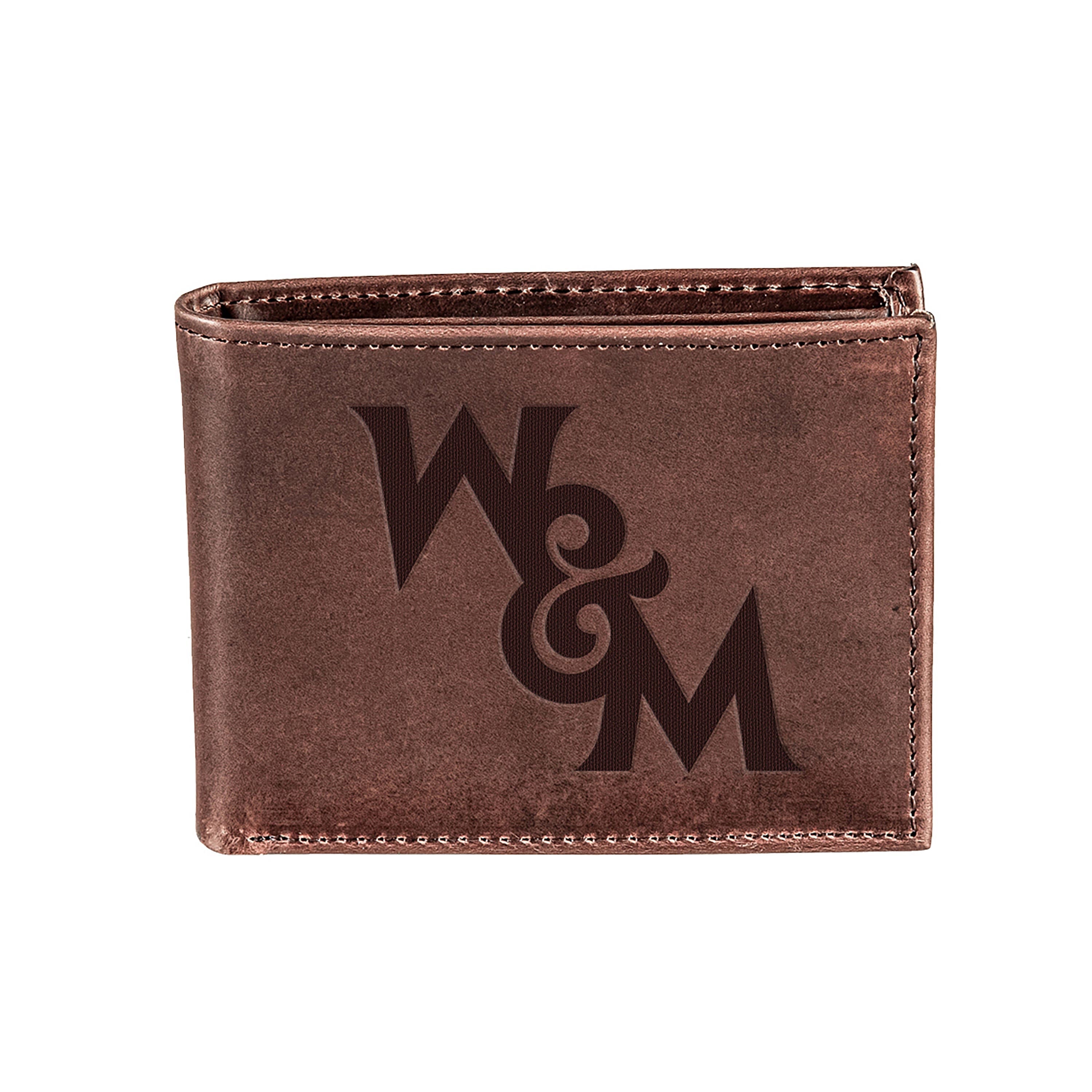 William & Mary, Bi-Fold Wallet, Brown, CH, 100% Genuine Leather - Sports Collectibles, Sports Memorabilia, Sports Fan Shop, Sports Gifts