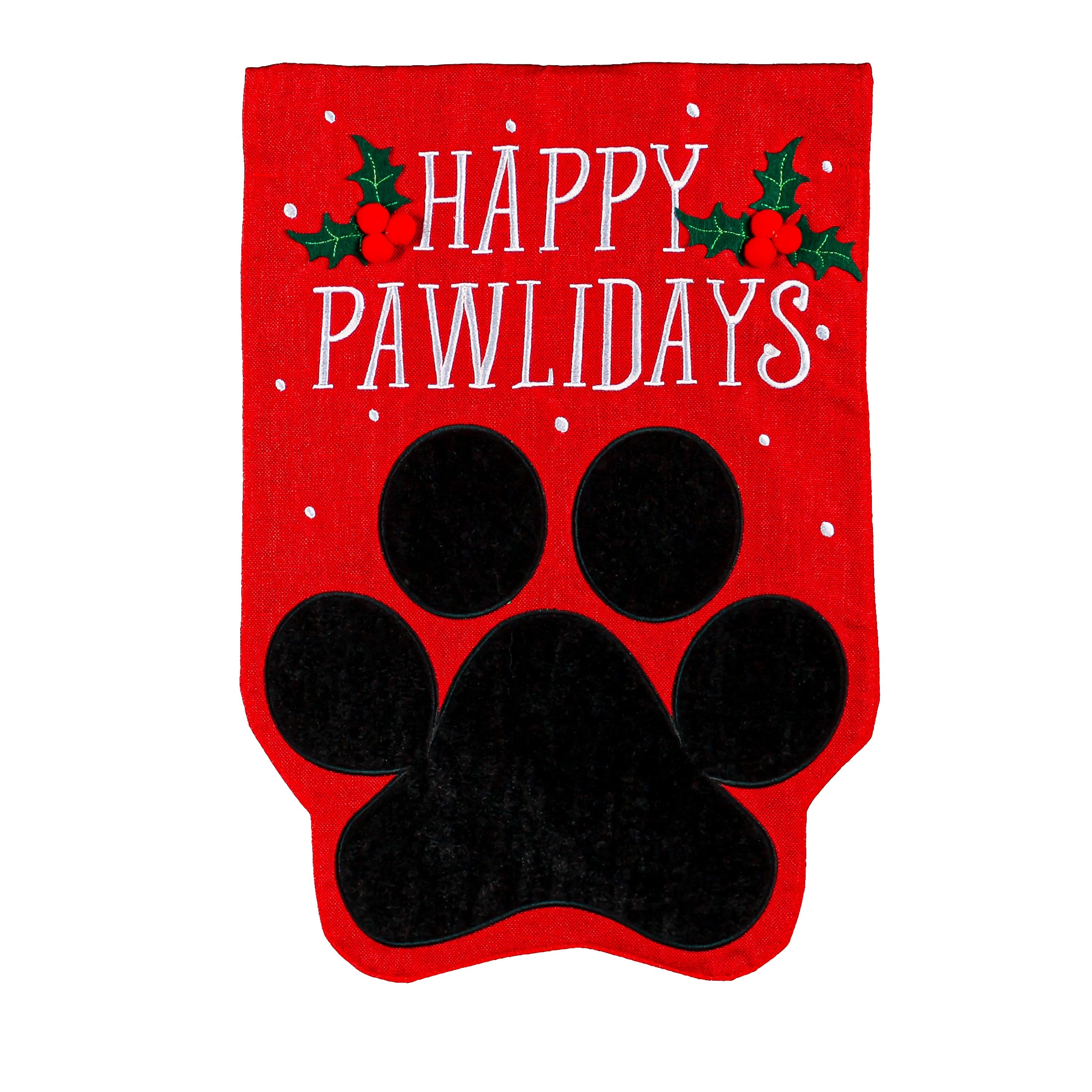 Happy Pawlidays Burlap Garden Flag - Sports Gifts, Sports Memorabilia, Sports Collectibles, Fan Shop