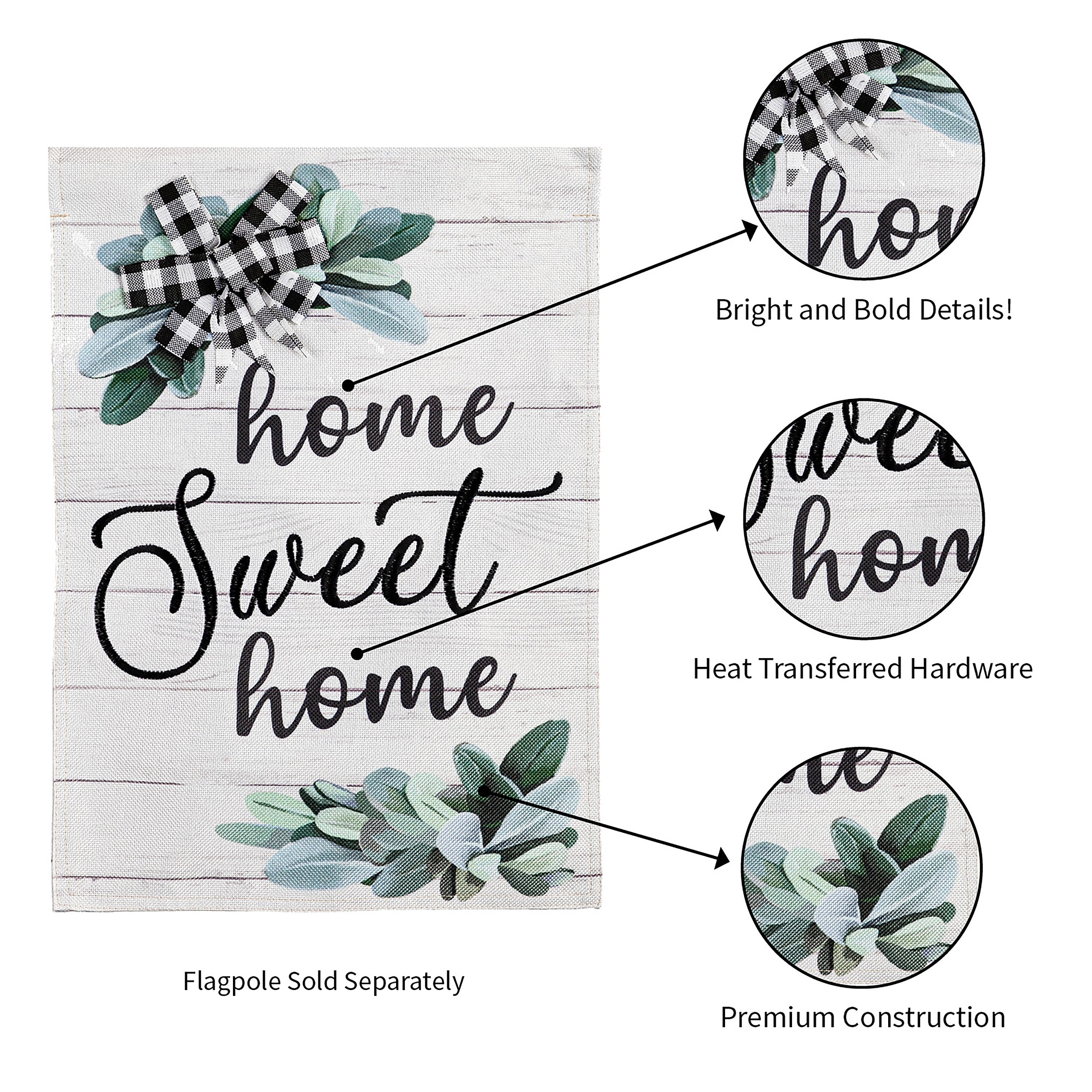 Home Sweet Home Eucalyptus Garden Burlap Flag - Sports Collectibles, Sports Memorabilia, Sports Fan Shop, Sports Gifts