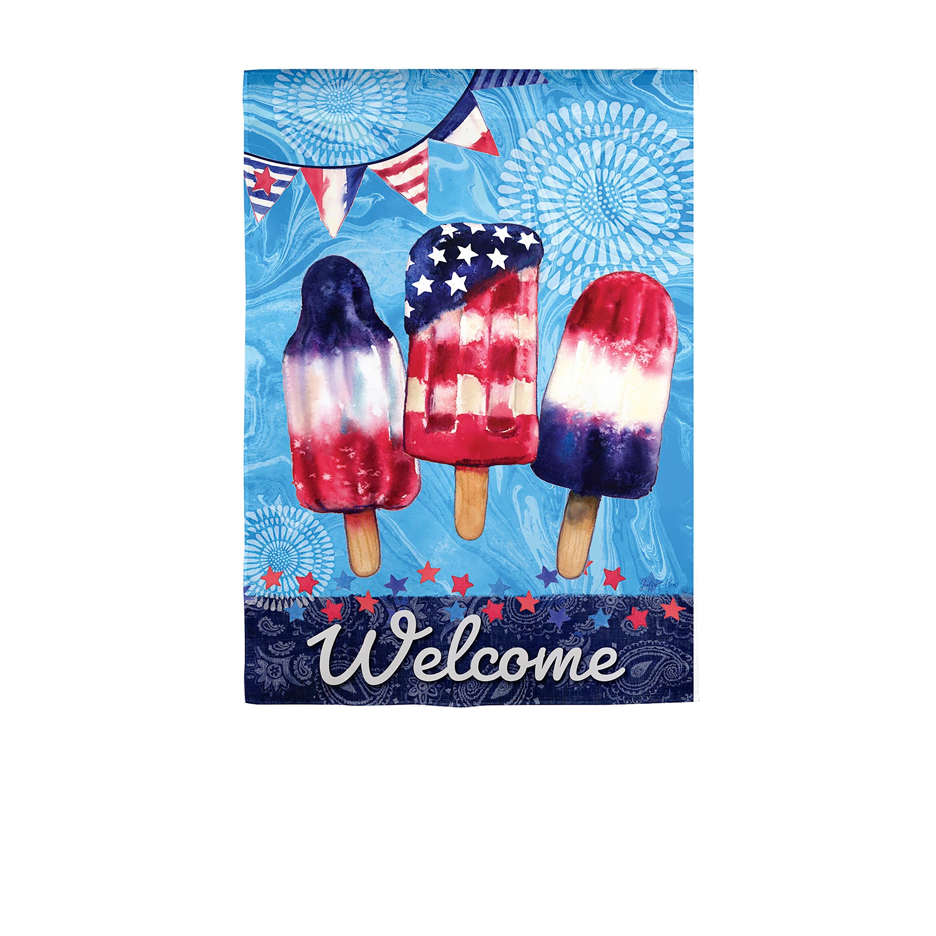 Patriotic Popsicles Garden Textured Suede Flag - Sports Collectibles, Sports Memorabilia, Sports Fan Shop, Sports Gifts