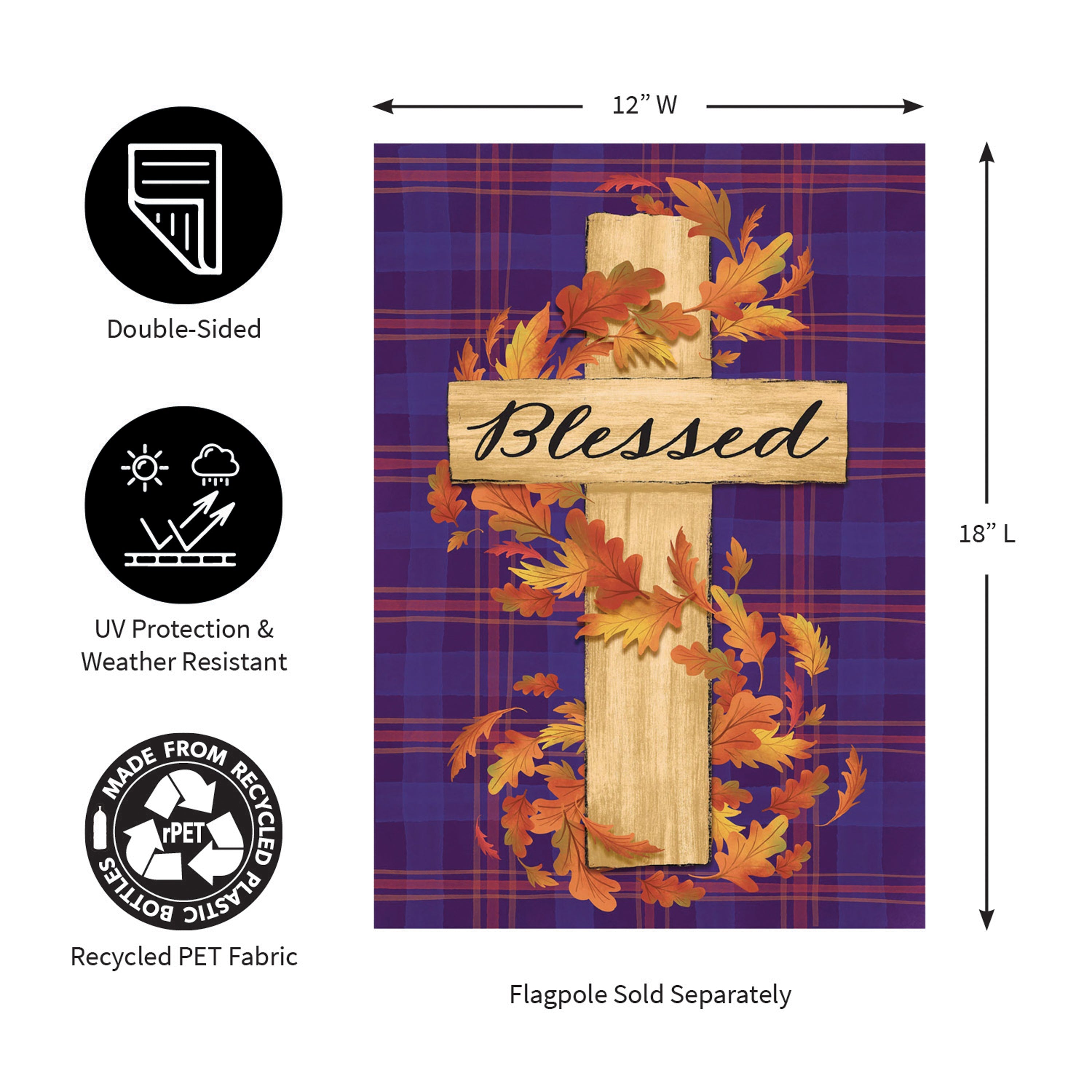 Blessed Cross Burlap Garden Flag - Sports Collectibles, Sports Memorabilia, Sports Fan Shop, Sports Gifts