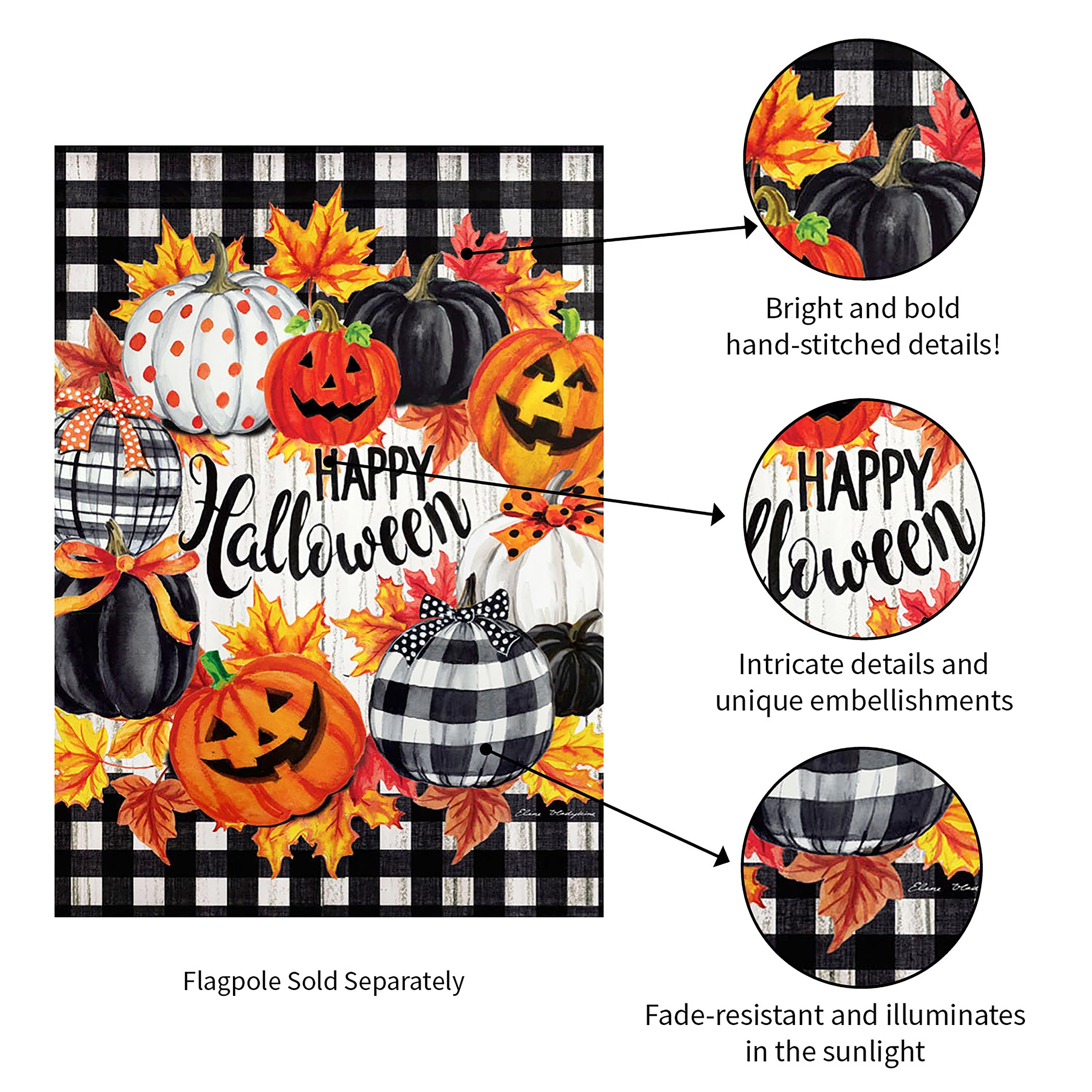 Halloween Pumpkin Wreath Garden Suede Flag - Sports Collectibles, Sports Memorabilia, Sports Fan Shop, Sports Gifts