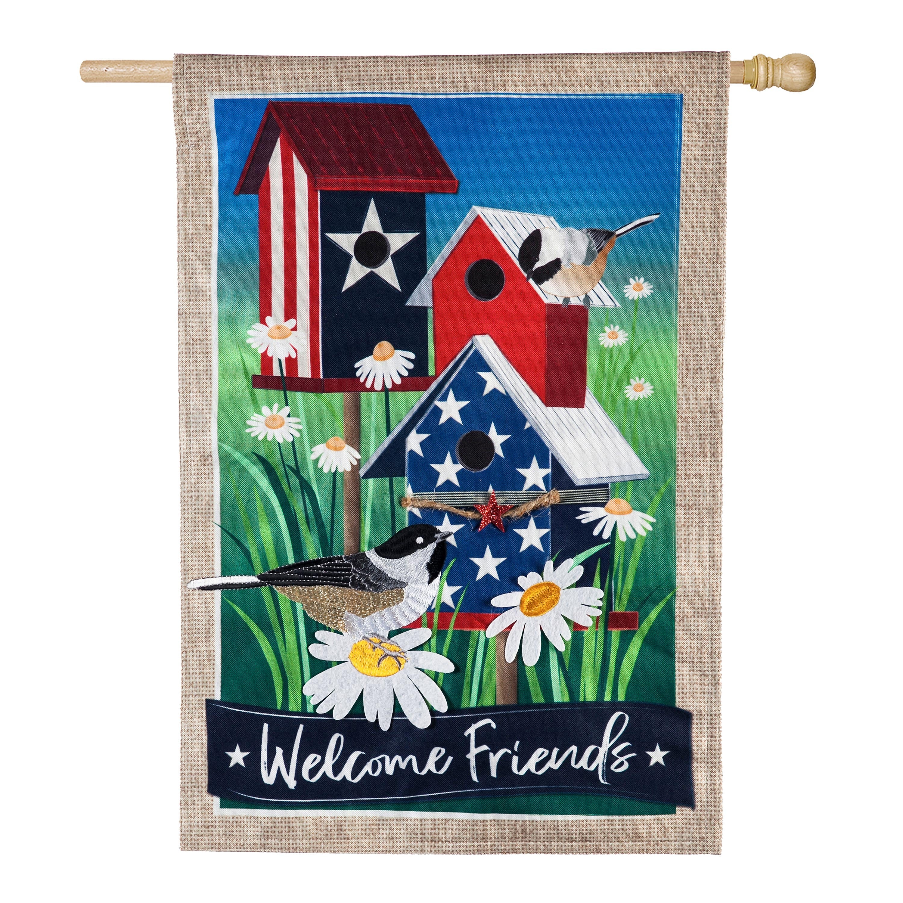 Patriotic Birdhouses House Burlap Flag - Sports Collectibles, Sports Memorabilia, Sports Fan Shop, Sports Gifts