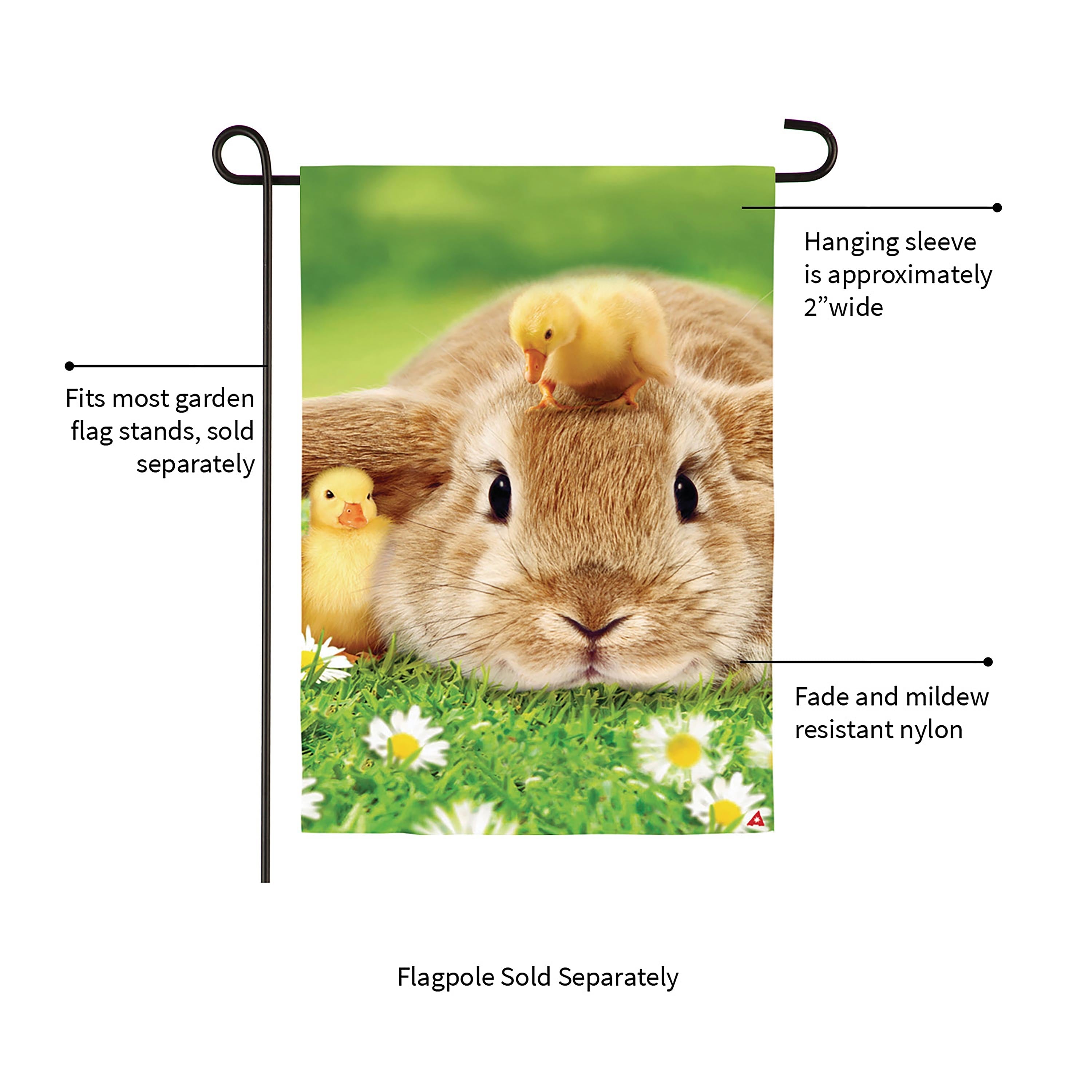 Bunny and Duckling Lustre Garden Flag - Sports Collectibles, Sports Memorabilia, Sports Fan Shop, Sports Gifts