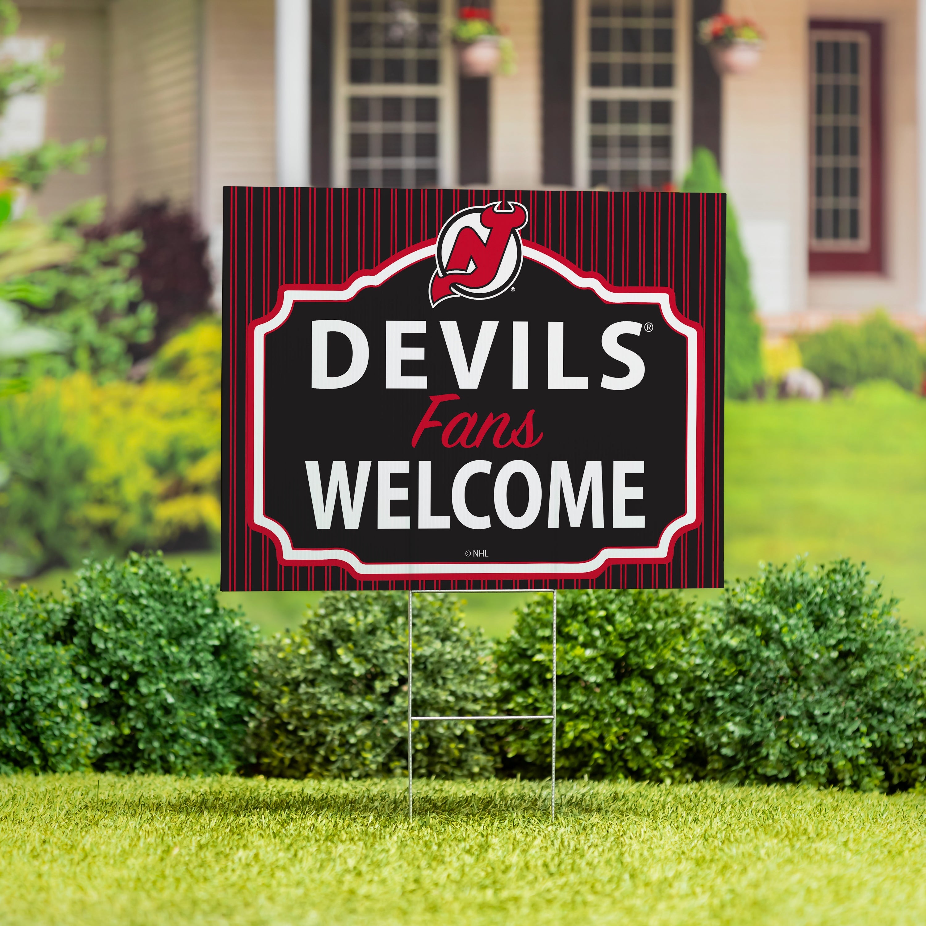 New Jersey Devils Coroplast Yard Sign, "Fans Welcome" - Sports Collectibles, Sports Memorabilia, Sports Fan Shop, Sports Gifts