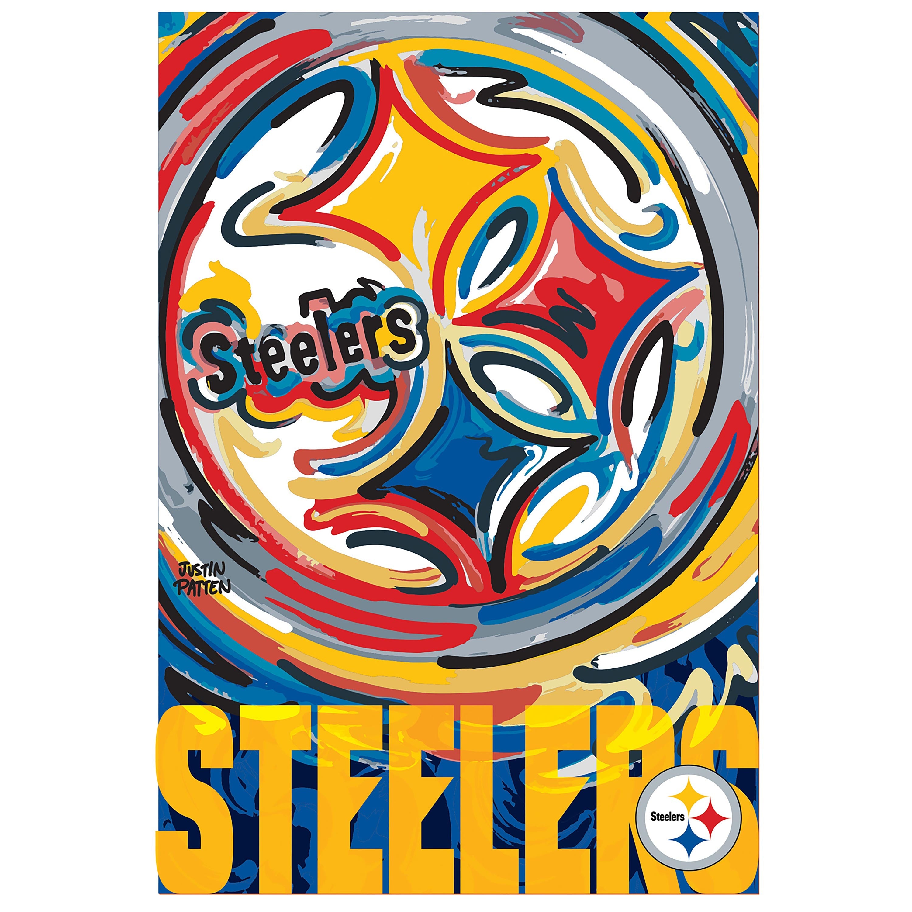Pittsburgh Steelers Justin Patten Logo Suede Garden Flag - Sports Collectibles, Sports Memorabilia, Sports Fan Shop, Sports Gifts