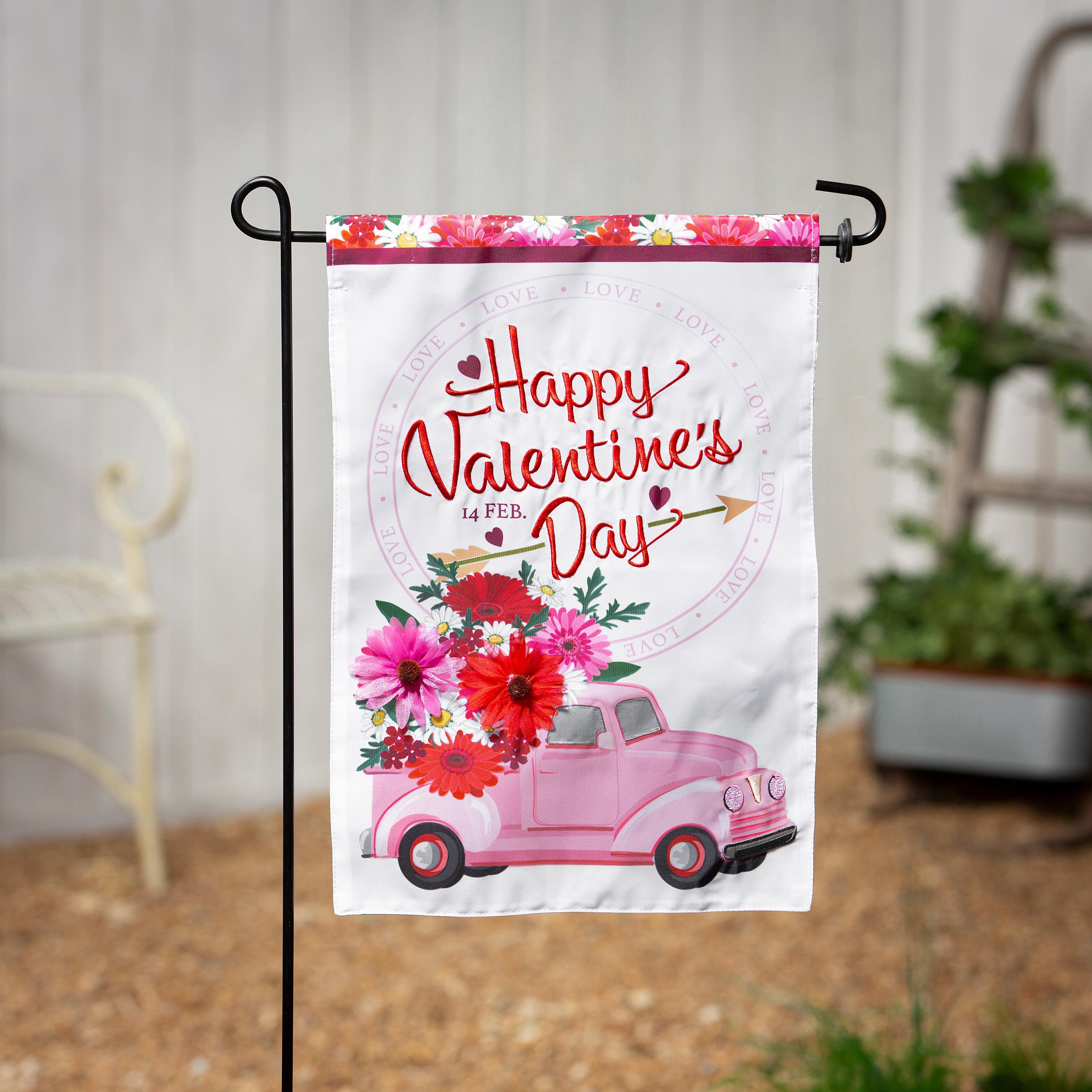 Valentine's Flower Truck Applique Garden Flag - Sports Collectibles, Sports Memorabilia, Sports Fan Shop, Sports Gifts