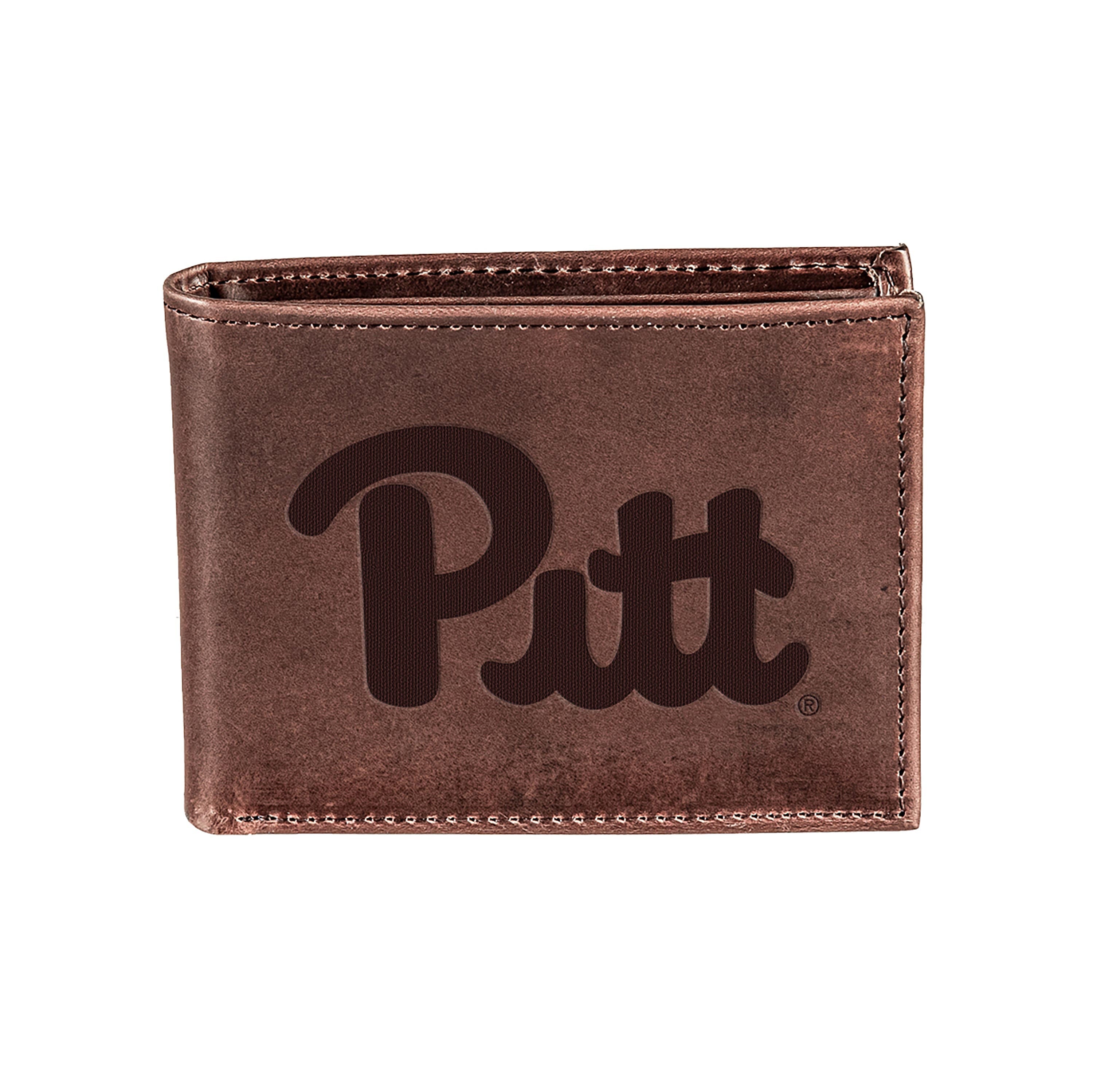 University of Pittsburgh, Bi-Fold Wallet, Brown, CH, 100% Genuine Leather - Sports Collectibles, Sports Memorabilia, Sports Fan Shop, Sports Gifts