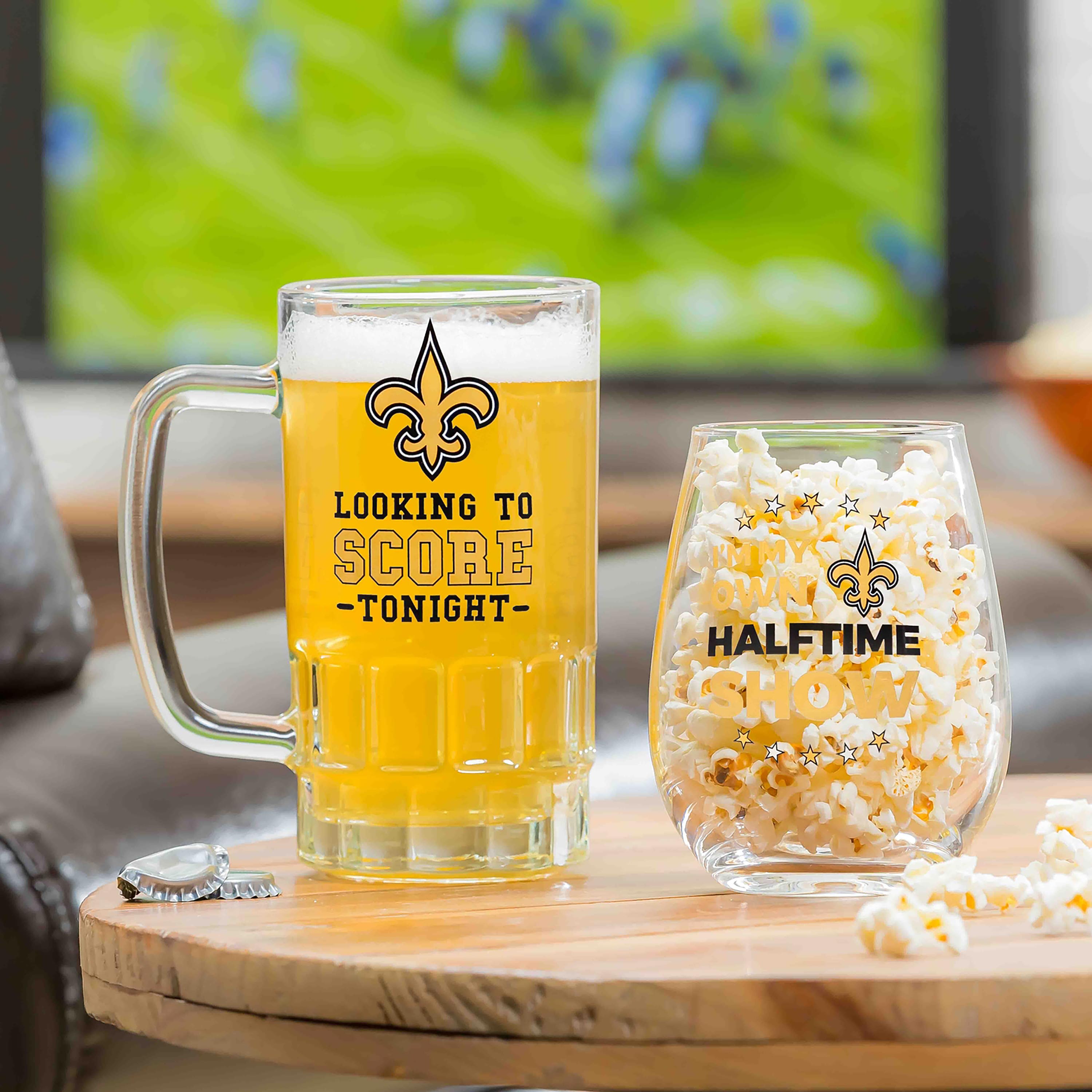 New Orleans Saints, Stemless 17OZ Wine & Beer 16 OZ Gift Set - Sports Collectibles, Sports Memorabilia, Sports Fan Shop, Sports Gifts