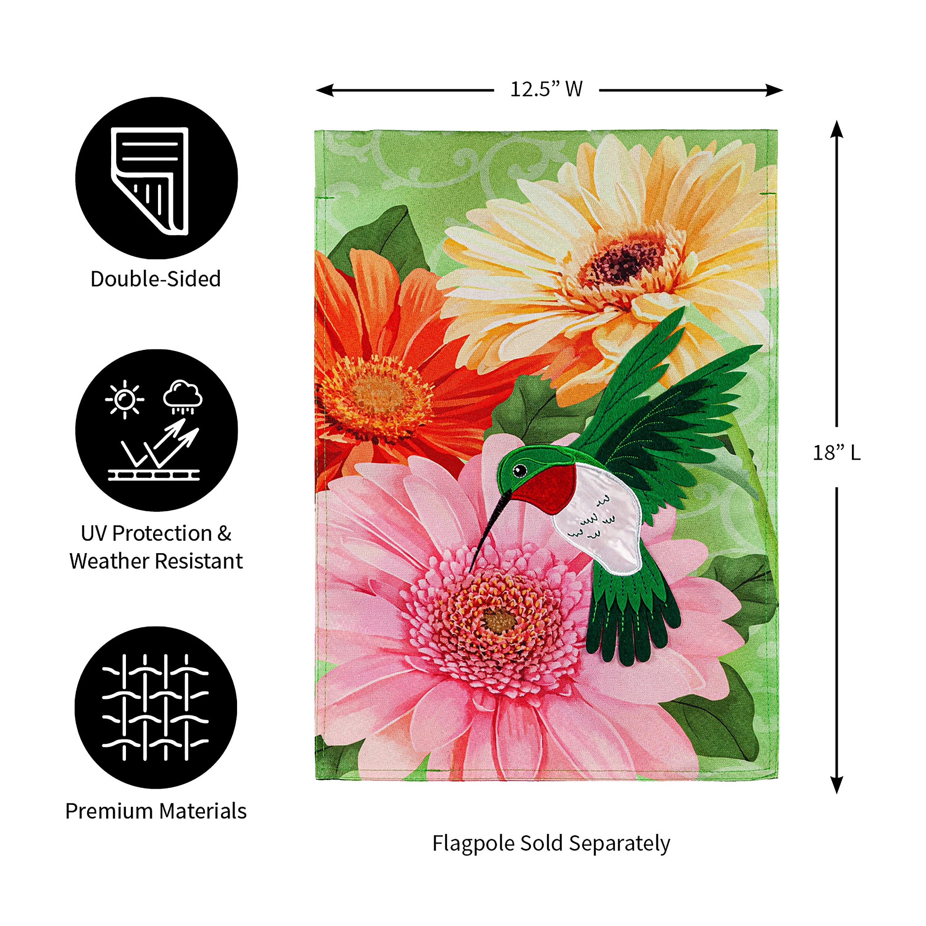 Hummingbird and Daisy Trio Garden Linen Flag - Sports Collectibles, Sports Memorabilia, Sports Fan Shop, Sports Gifts