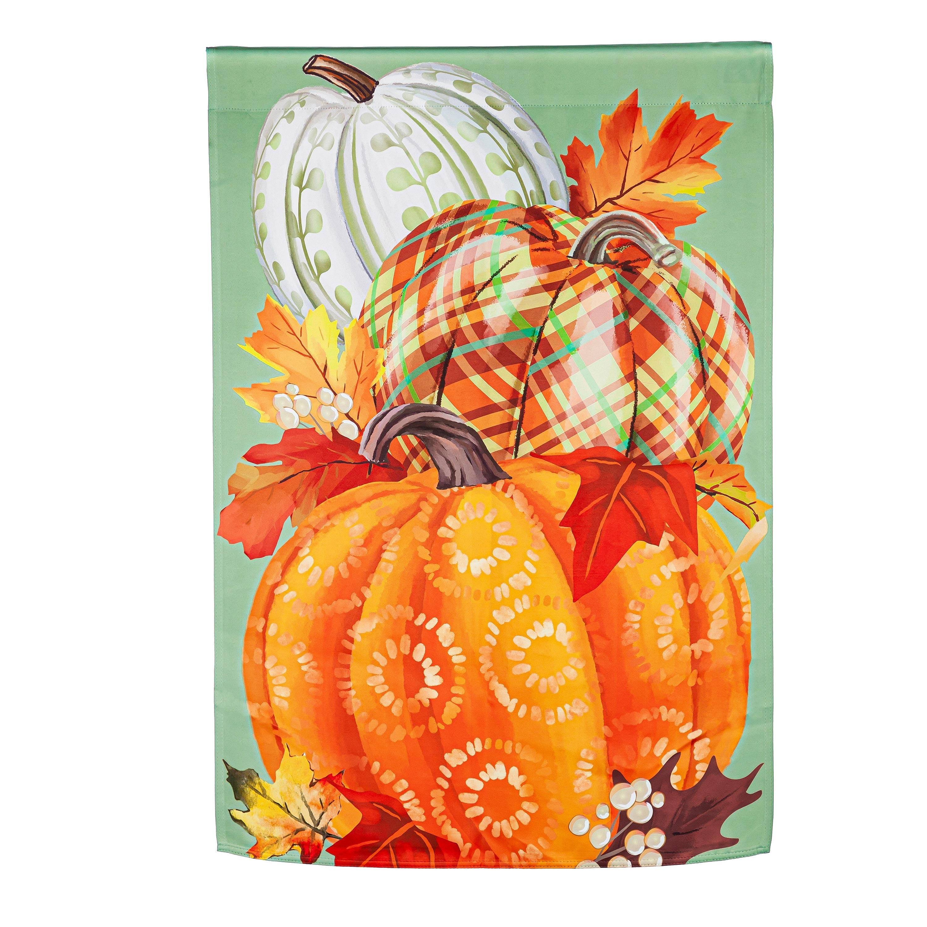 Painted Fall Pumpkins House Suede Flag - Sports Collectibles, Sports Memorabilia, Sports Fan Shop, Sports Gifts
