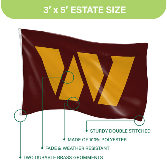 3'x5' Single Sided Flag w/ 2 Grommets, Washington Commanders - Sports Gifts, Sports Memorabilia, Sports Collectibles, Fan Shop
