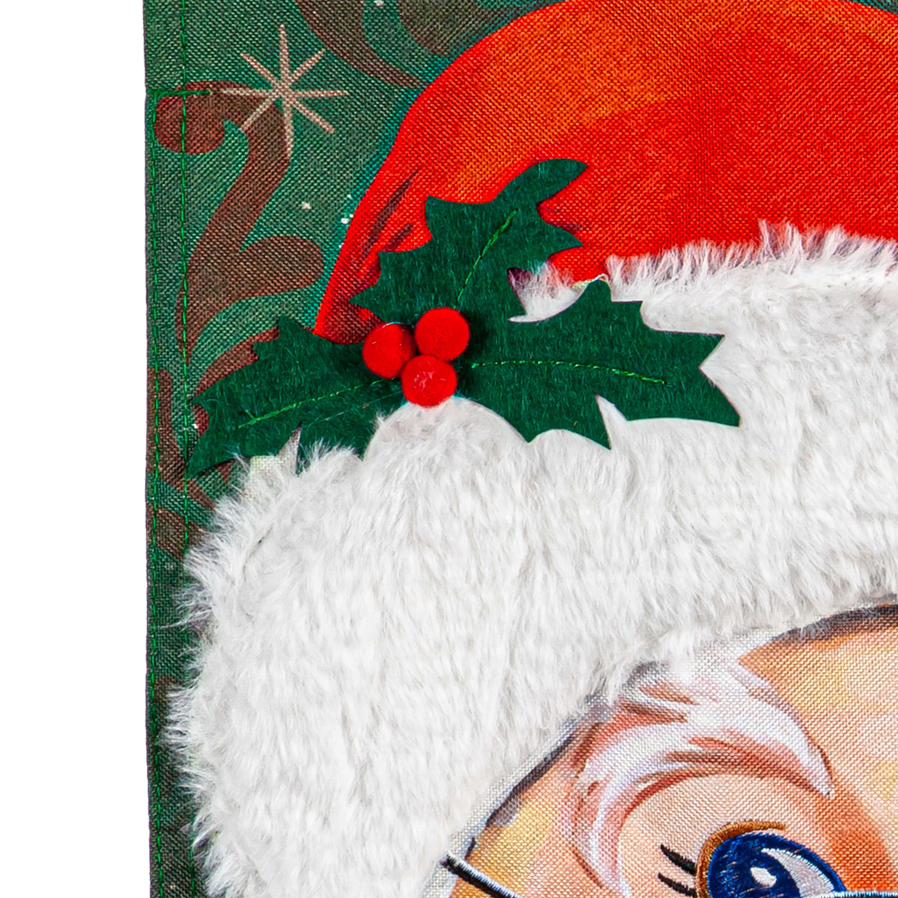 Merry Santa Linen Garden Flag - Sports Collectibles, Sports Memorabilia, Sports Fan Shop, Sports Gifts
