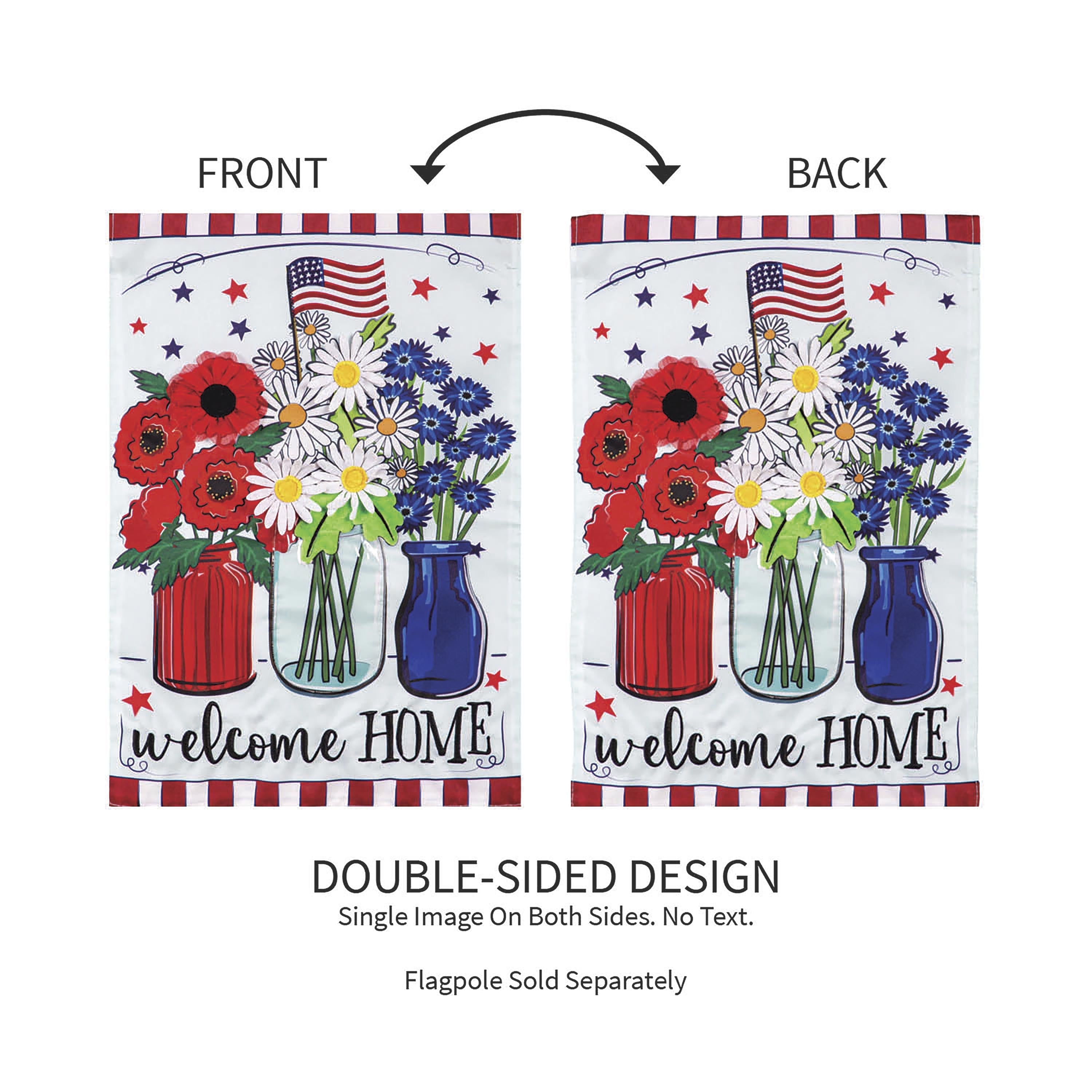 Patriotic Floral Applique Garden Flag - Sports Collectibles, Sports Memorabilia, Sports Fan Shop, Sports Gifts