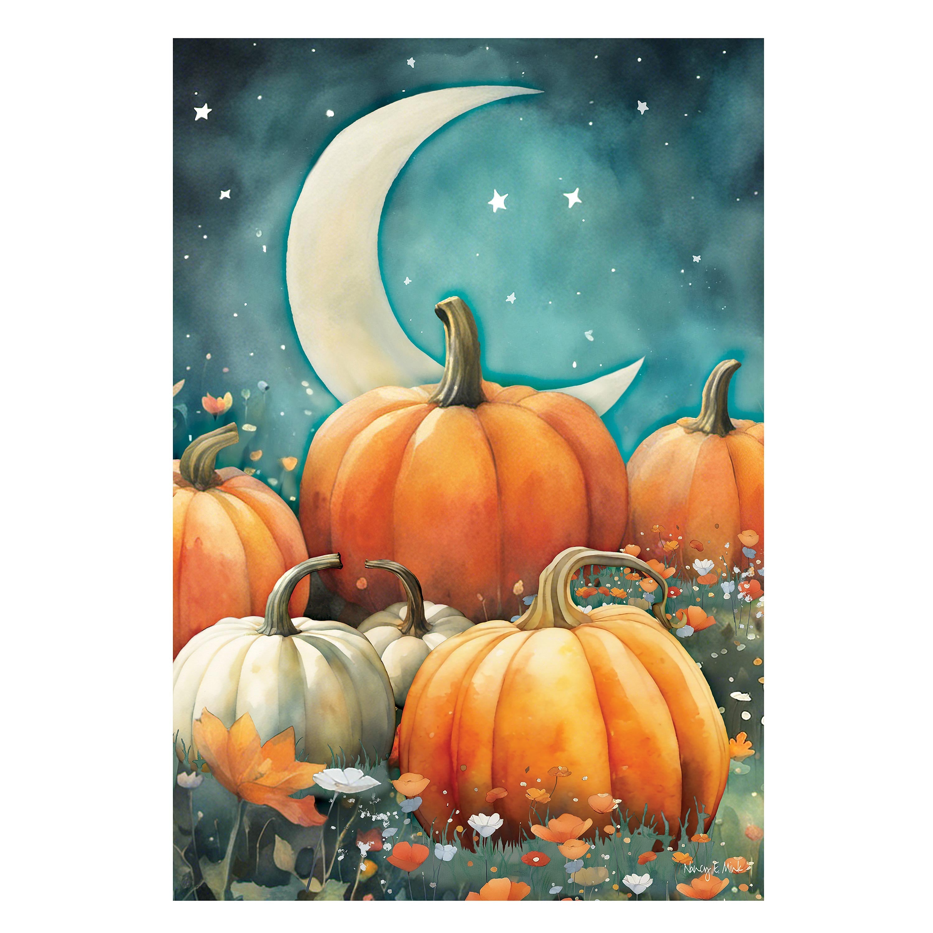 Watercolor Pumpkin Patch Suede House Flag - Sports Gifts, Sports Memorabilia, Sports Collectibles, Fan Shop