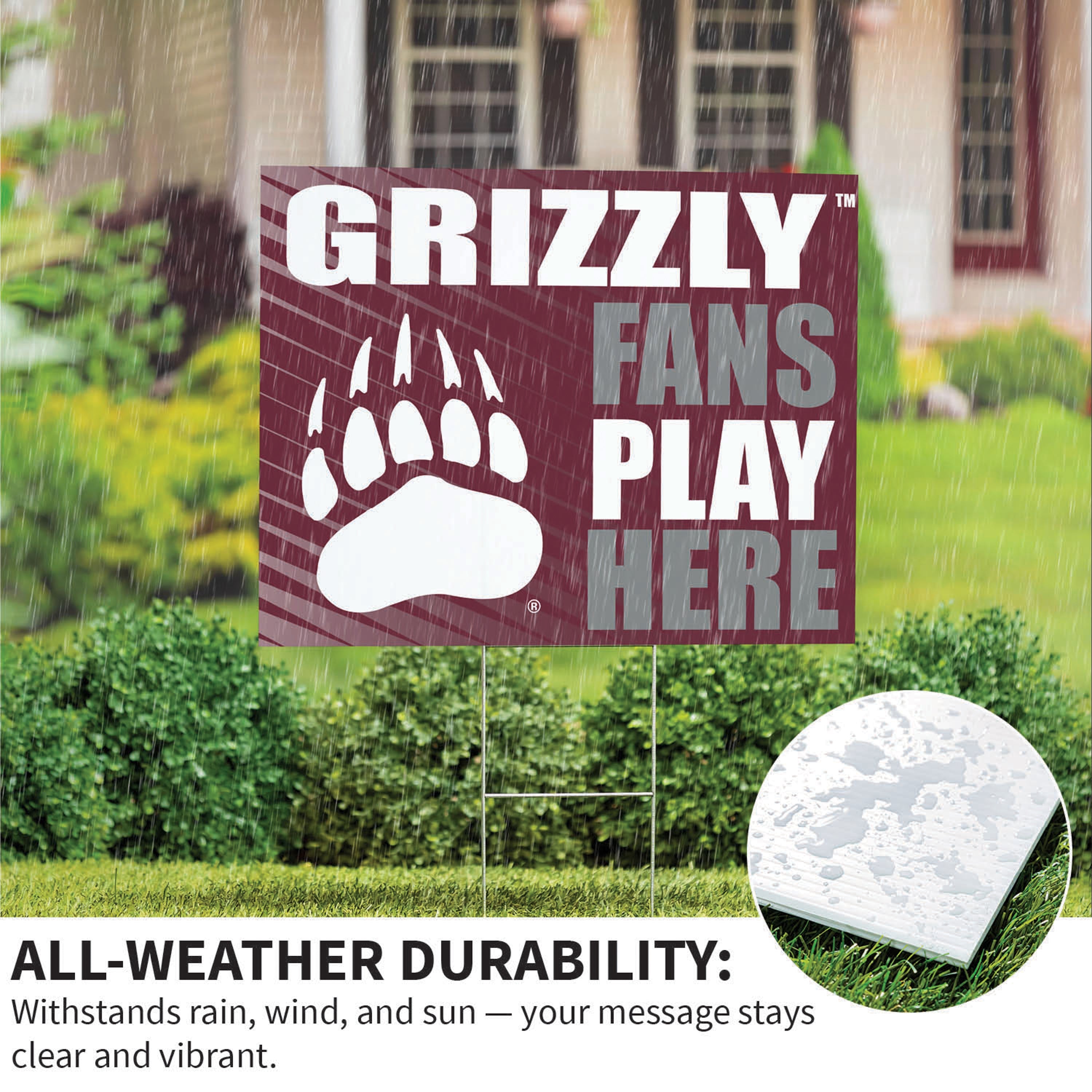 University of Montana Coroplast Yard Sign "Fans Play Here" - Sports Collectibles, Sports Memorabilia, Sports Fan Shop, Sports Gifts