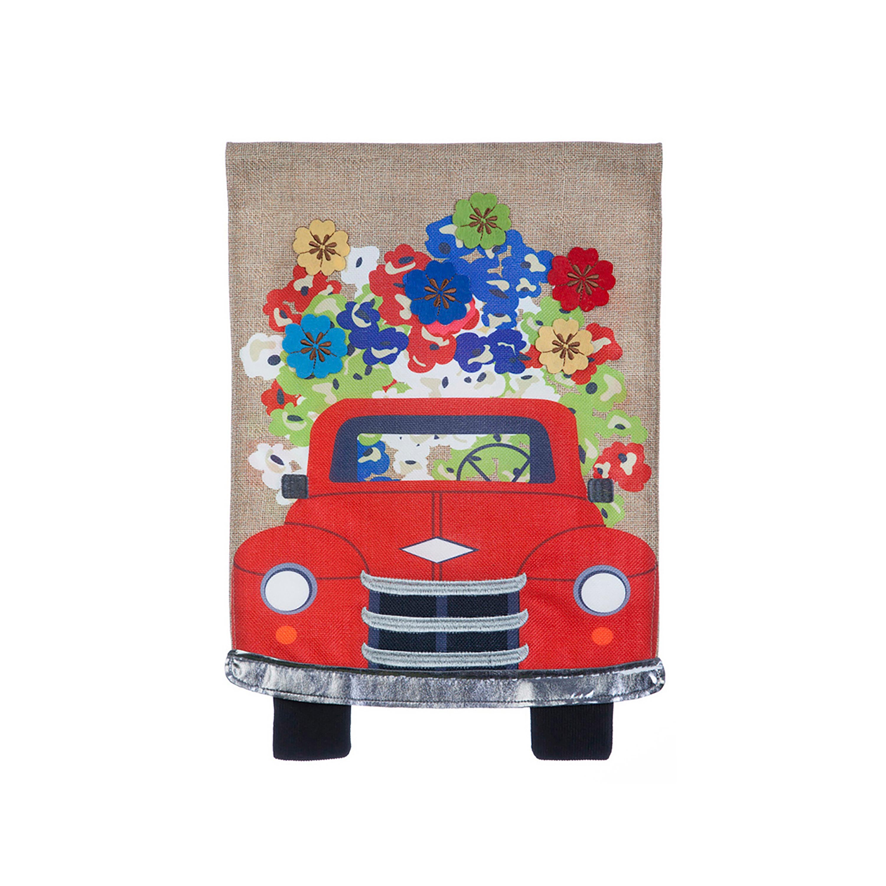 Burlap garden flag, Red Truck Flowers - Sports Gifts, Sports Memorabilia, Sports Collectibles, Fan Shop