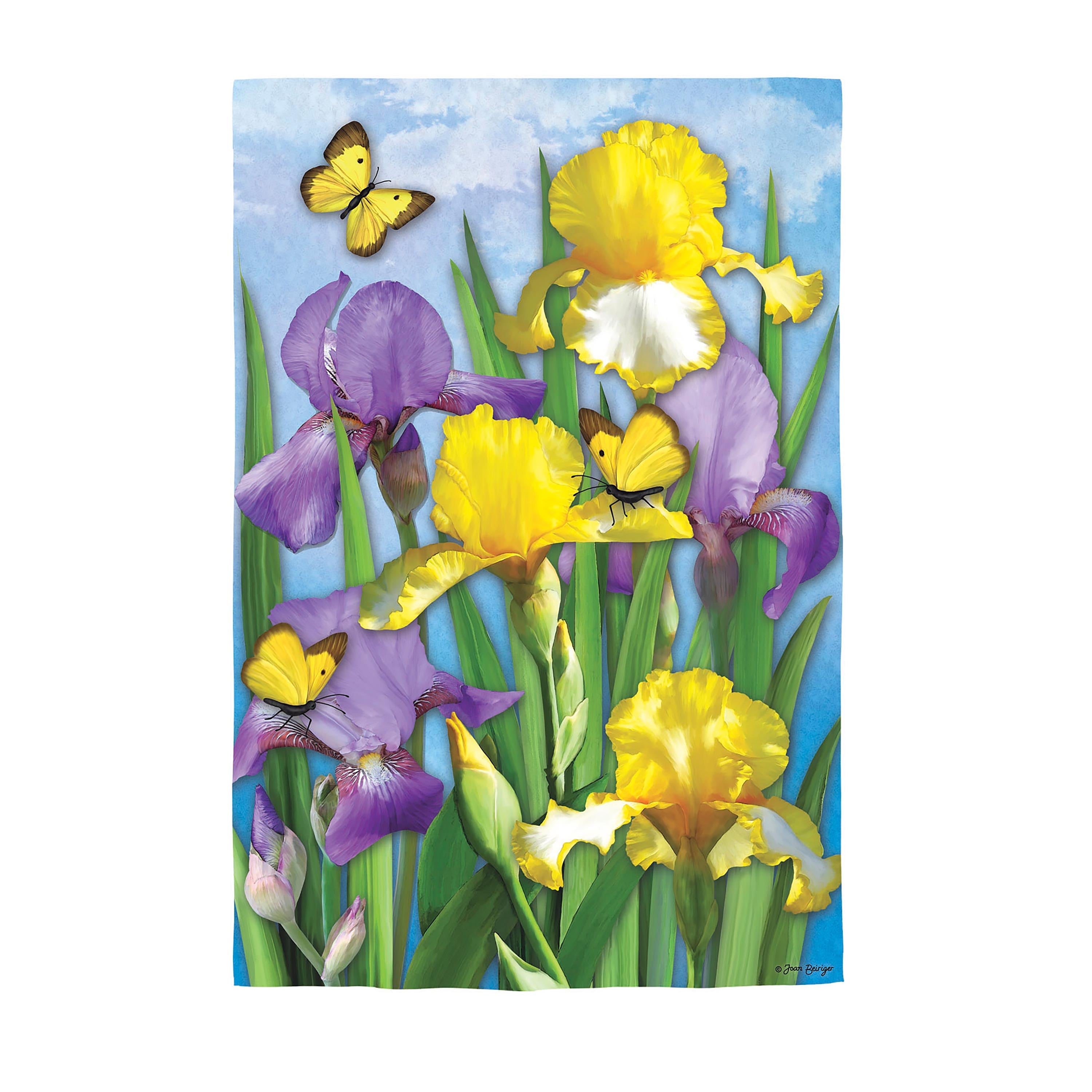 Irises in Spring Suede House Flag - Sports Collectibles, Sports Memorabilia, Sports Fan Shop, Sports Gifts