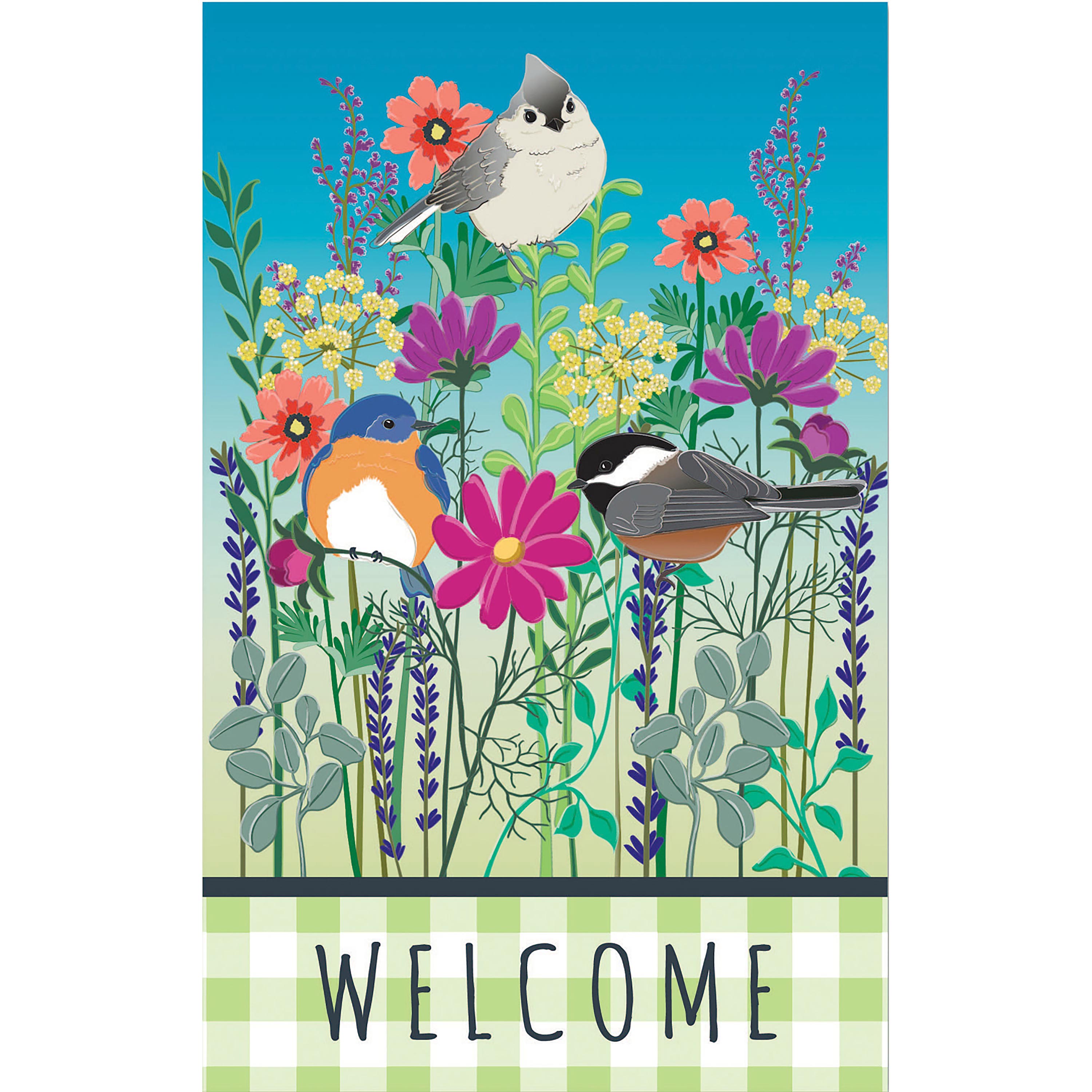 Wild Flowers Welcome House Linen Flag - Sports Collectibles, Sports Memorabilia, Sports Fan Shop, Sports Gifts