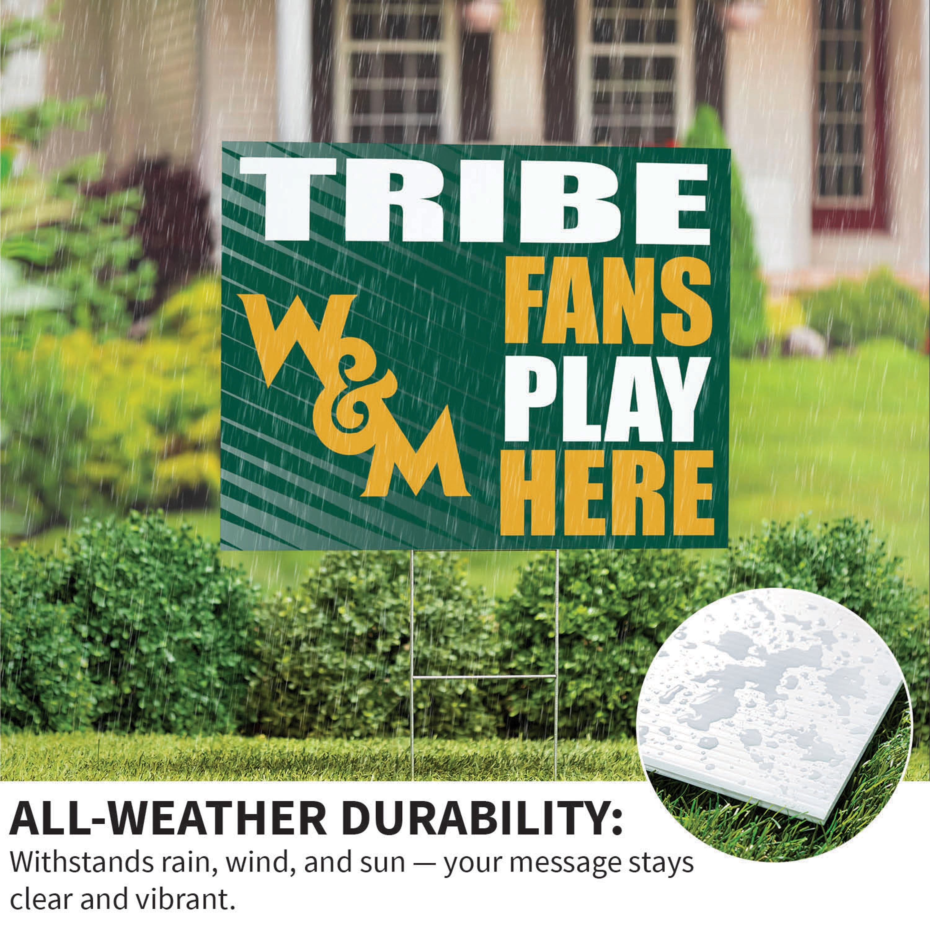 William & Mary Coroplast Yard Sign "Fans Play Here" - Sports Collectibles, Sports Memorabilia, Sports Fan Shop, Sports Gifts