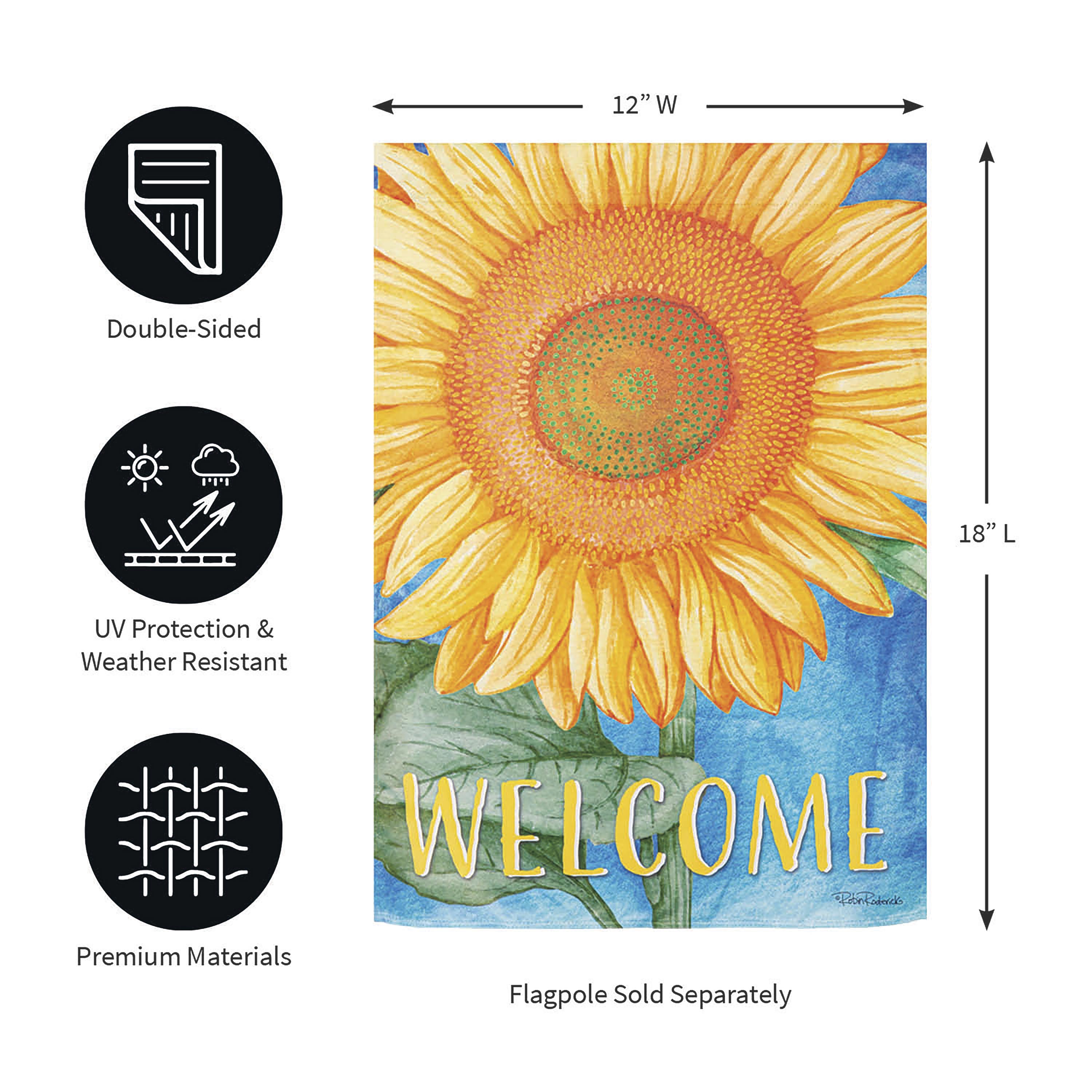 Welcome Sunflower Suede Garden Flag - Sports Collectibles, Sports Memorabilia, Sports Fan Shop, Sports Gifts