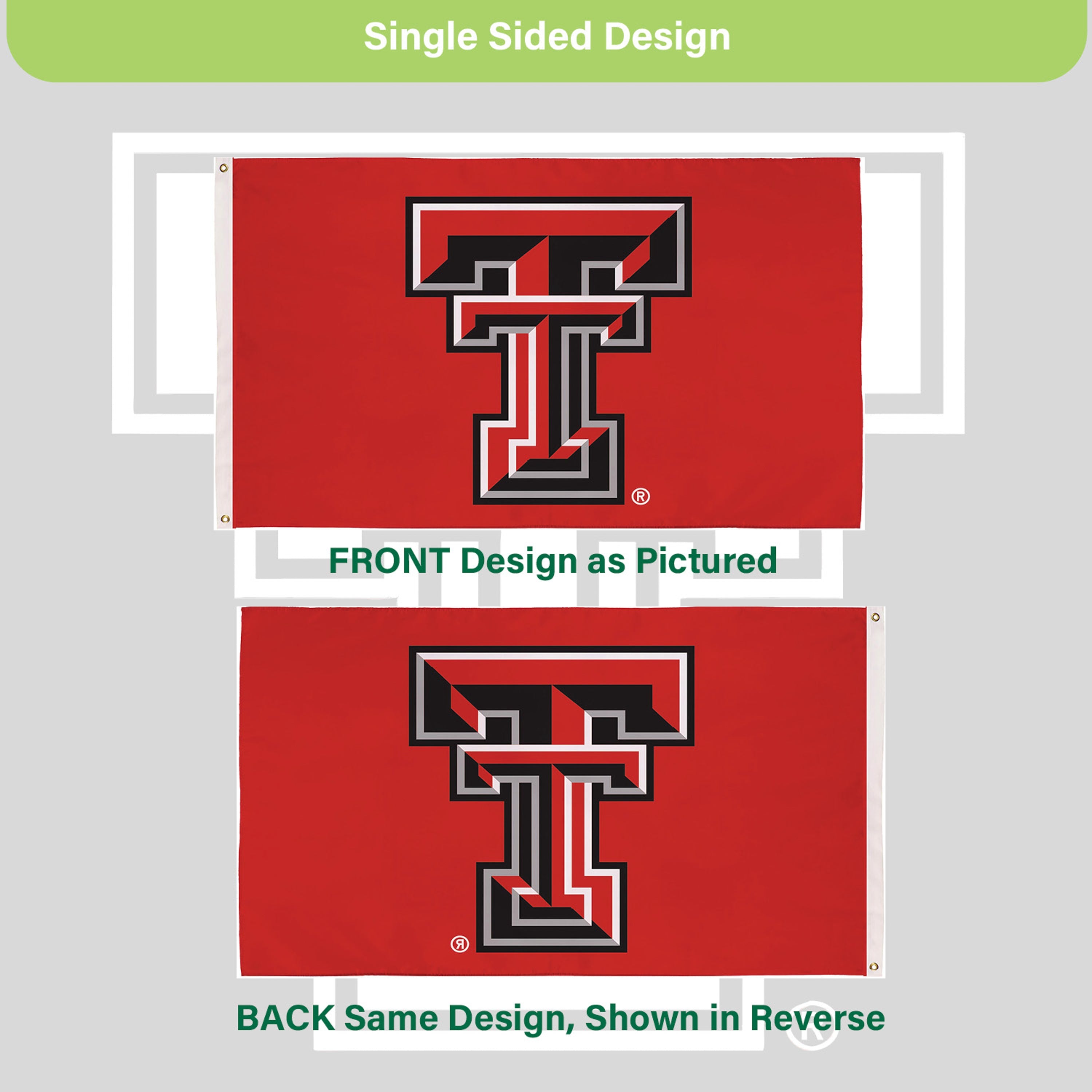 Texas Tech University Single Sided Estate Flag with 2 Grommets, 3'x5' - Sports Gifts, Sports Memorabilia, Sports Collectibles, Fan Shop