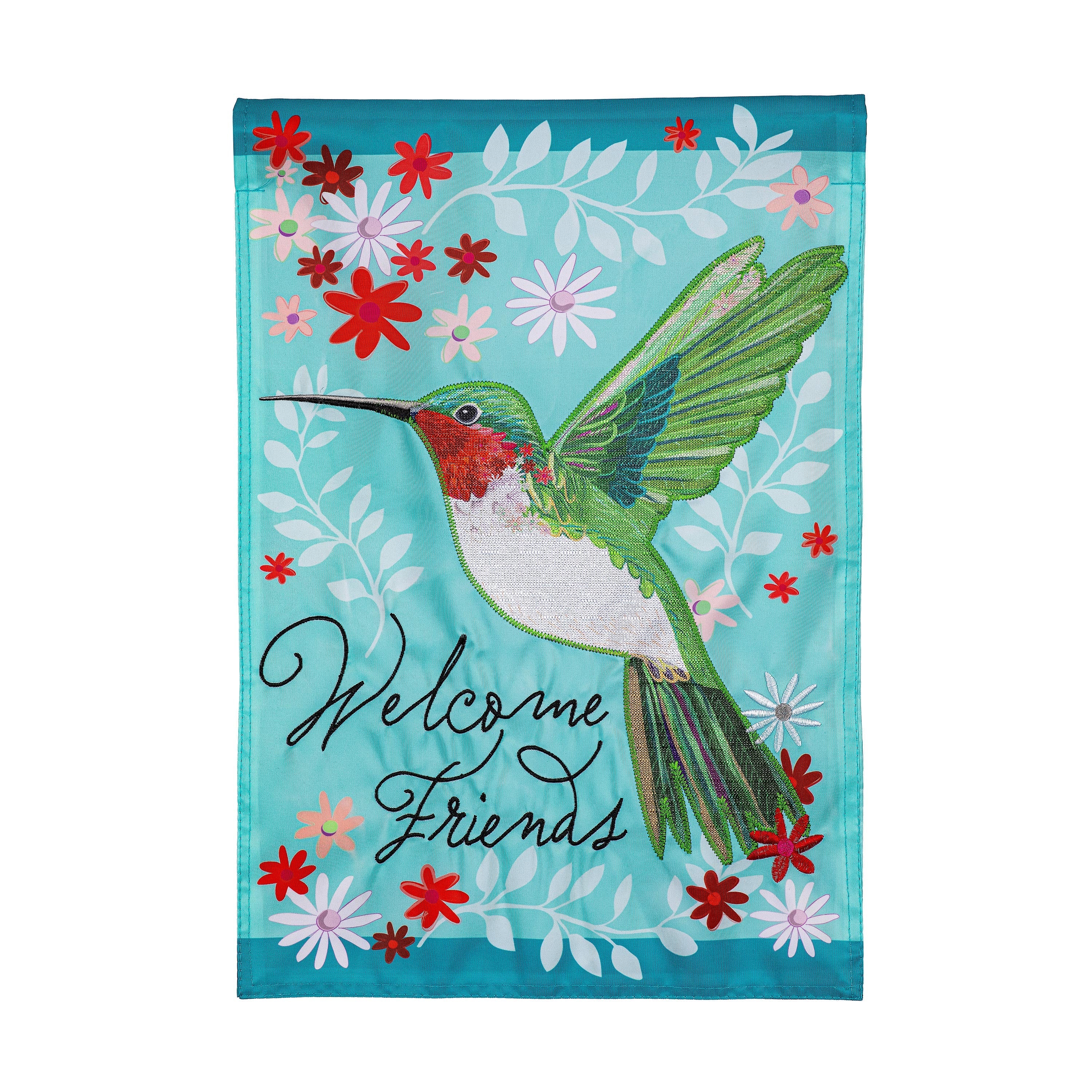 Hummingbird Welcome Applique Garden Flag - Sports Collectibles, Sports Memorabilia, Sports Fan Shop, Sports Gifts