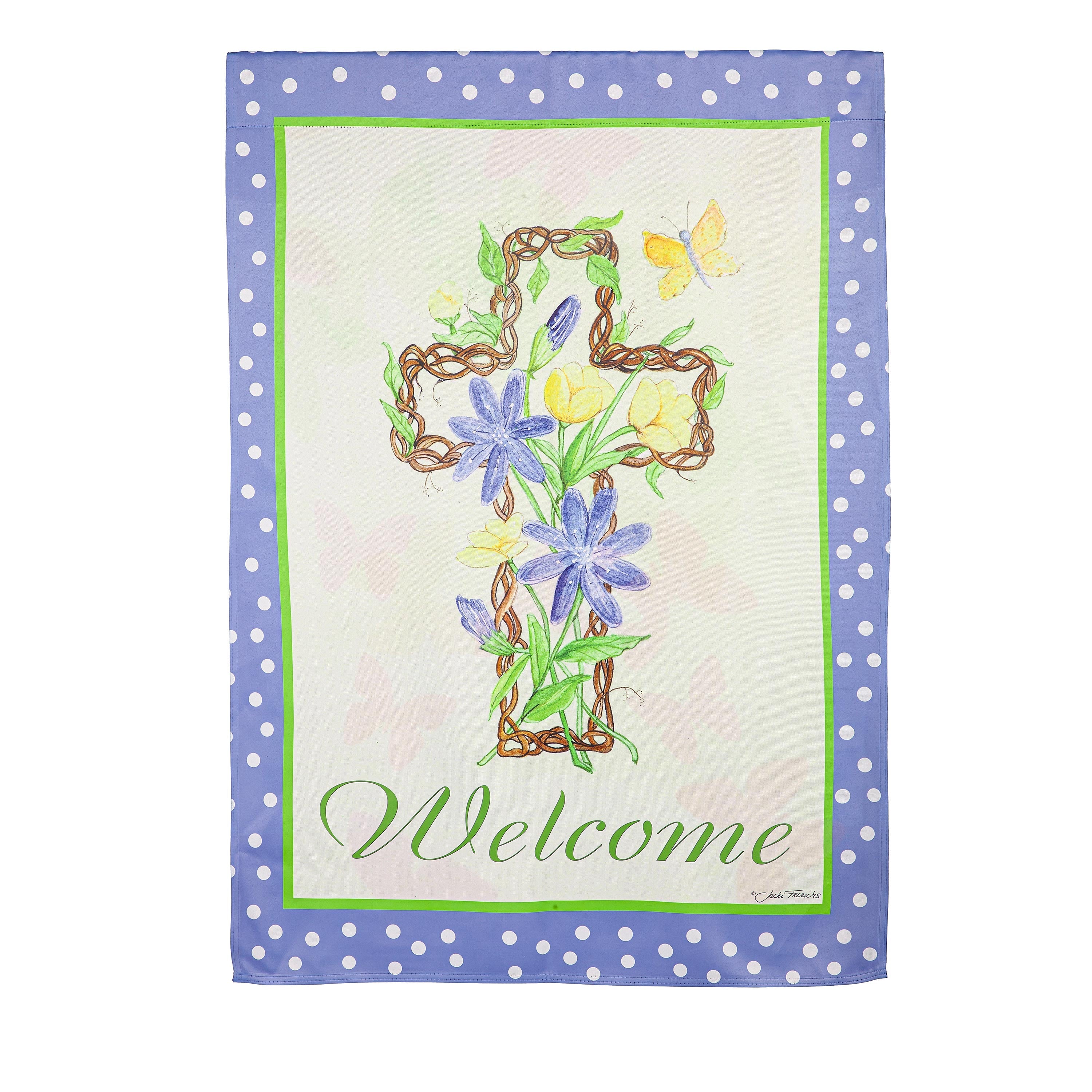 Easter Welcome Suede House Flag - Sports Gifts, Sports Memorabilia, Sports Collectibles, Fan Shop