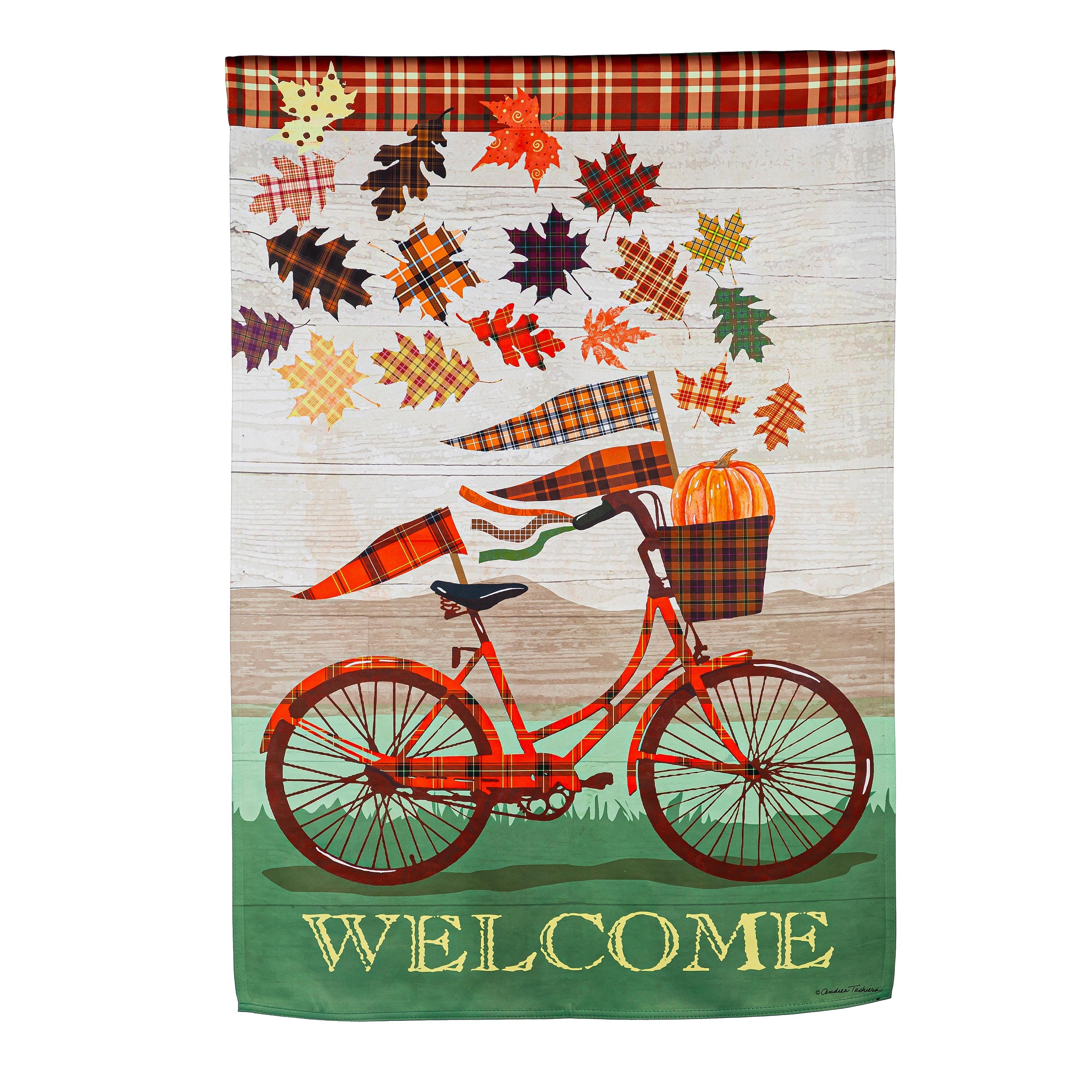 Fall Bicycle House Suede Flag - Sports Collectibles, Sports Memorabilia, Sports Fan Shop, Sports Gifts