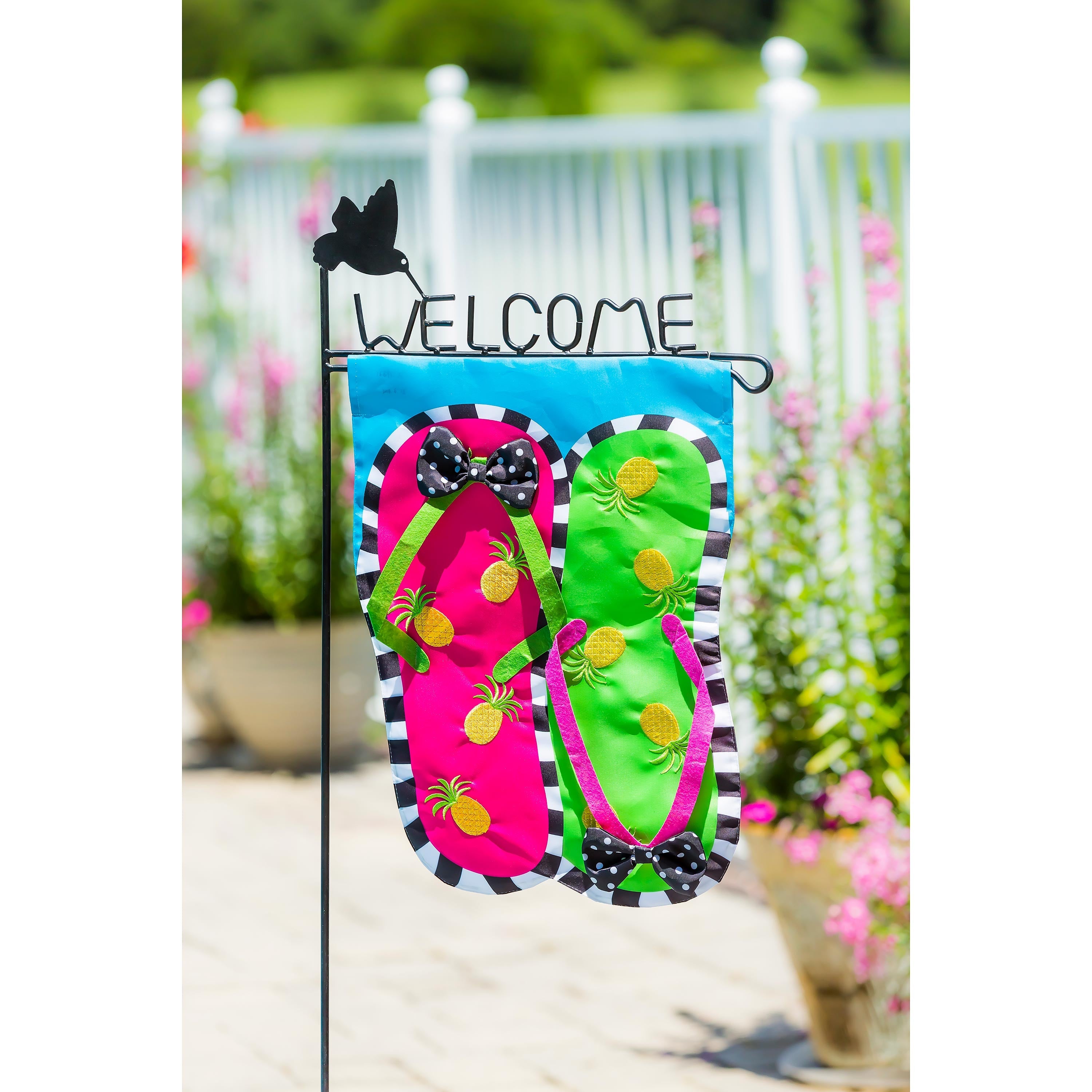 Pineapple Flip Flops Garden Applique Flag - Sports Collectibles, Sports Memorabilia, Sports Fan Shop, Sports Gifts