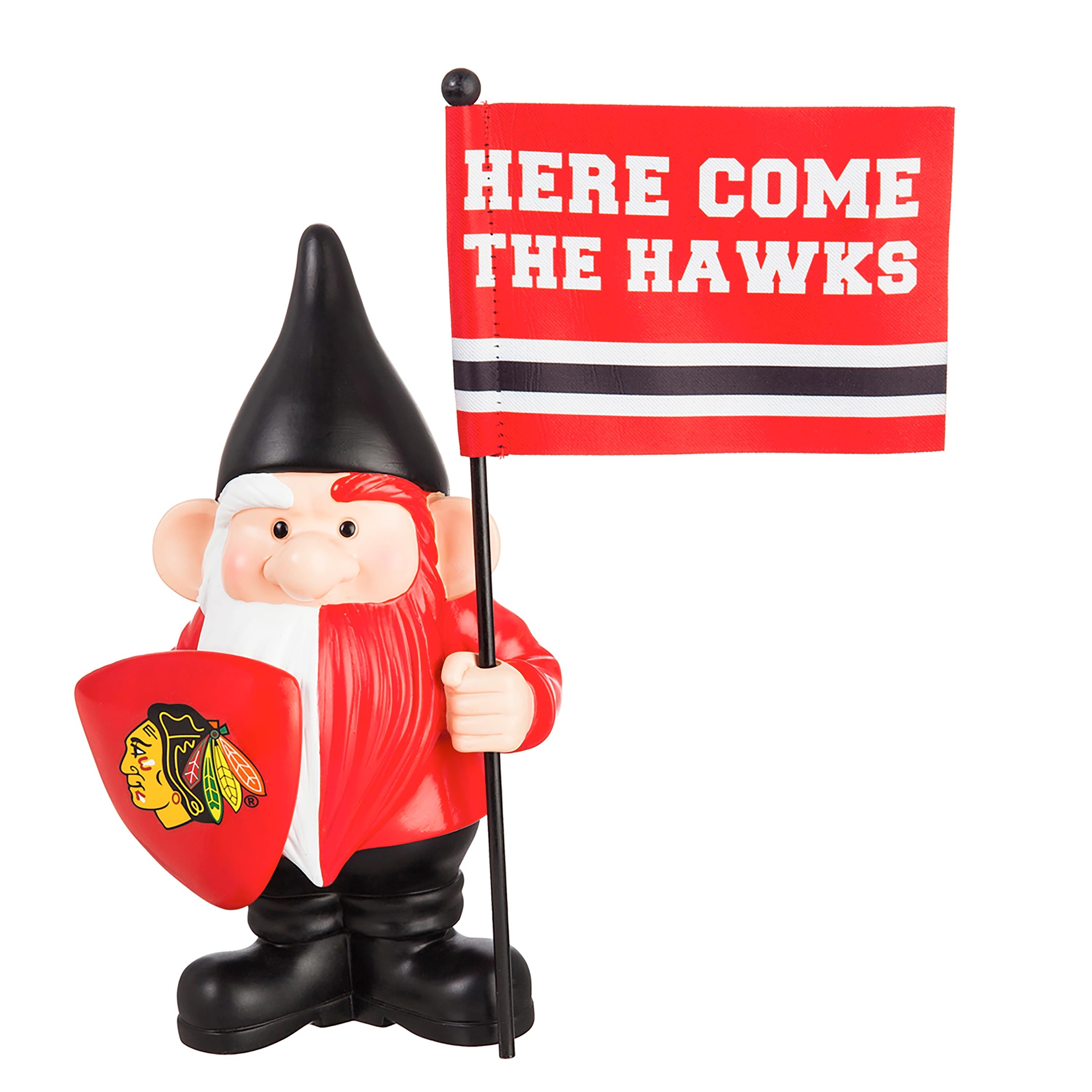 Chicago Blackhawks, Flag Holder Gnome - Sports Collectibles, Sports Memorabilia, Sports Fan Shop, Sports Gifts