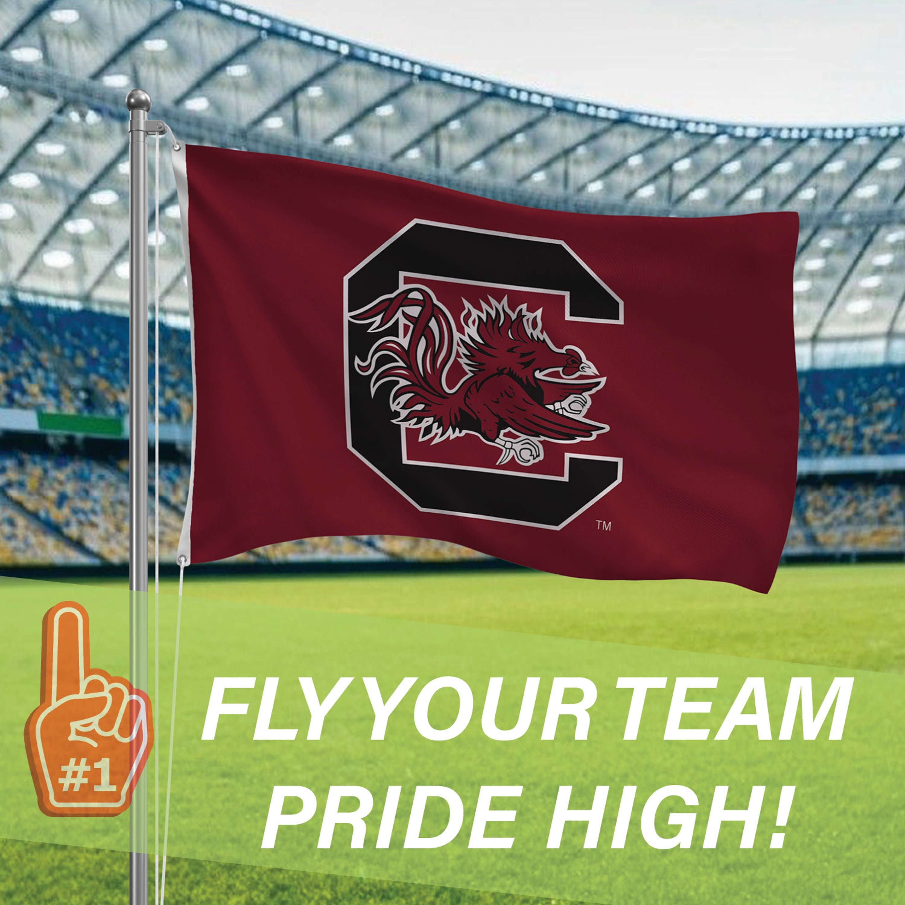 University of South Carolina Single Sided Estate Flag with 2 Grommets, 3'x5' - Sports Gifts, Sports Memorabilia, Sports Collectibles, Fan Shop