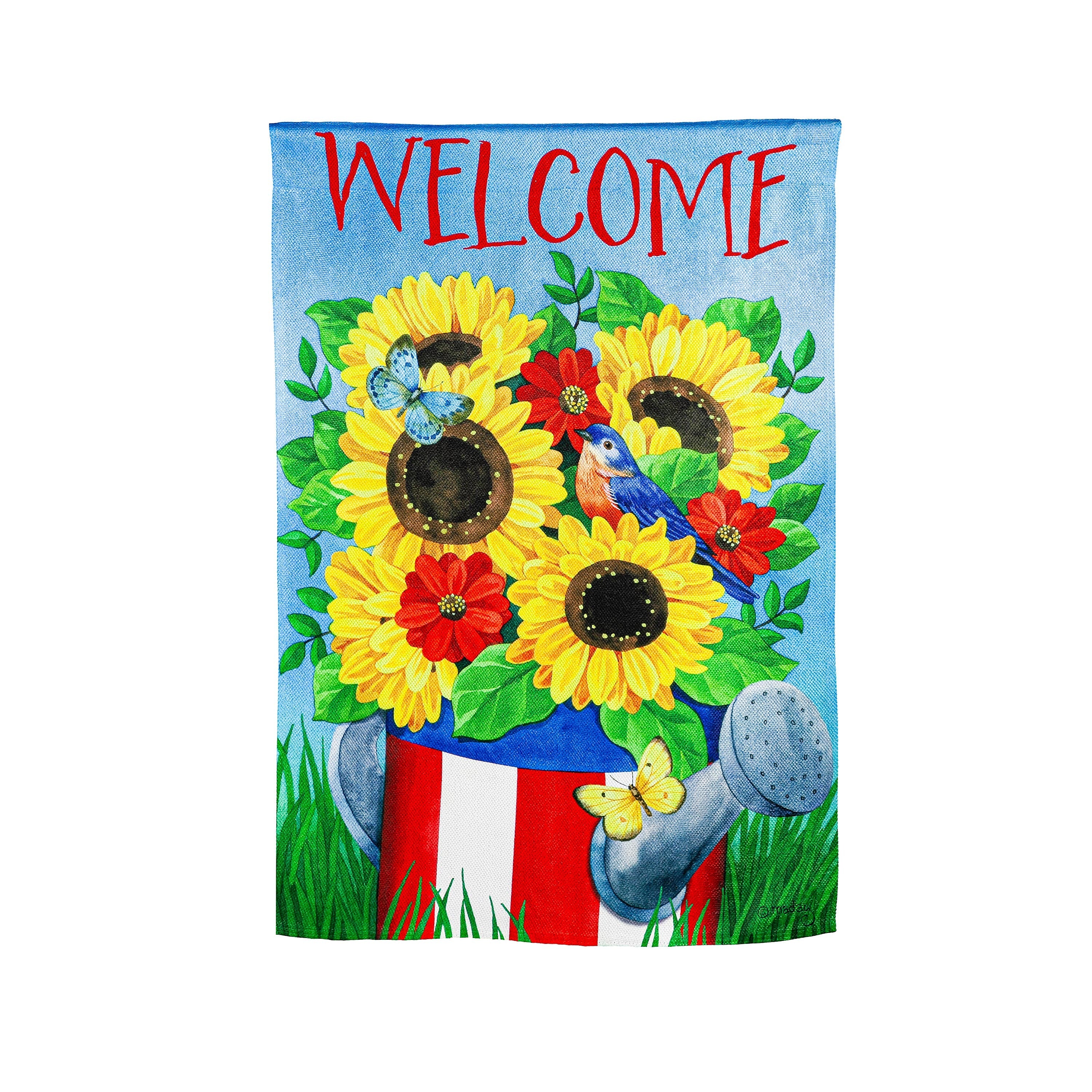 Stars and Stripes Watering Can House Textured Suede Flag - Sports Collectibles, Sports Memorabilia, Sports Fan Shop, Sports Gifts
