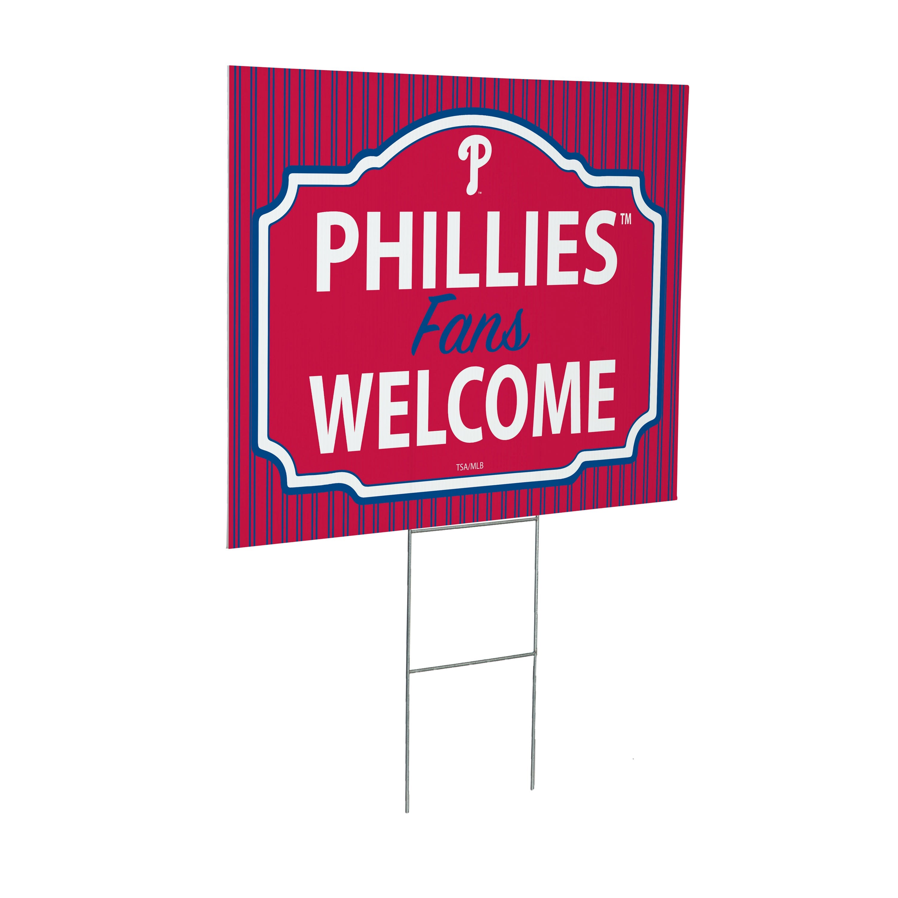 Philadelphia Phillies Coroplast Yard Sign, "Fans Welcome" - Sports Collectibles, Sports Memorabilia, Sports Fan Shop, Sports Gifts