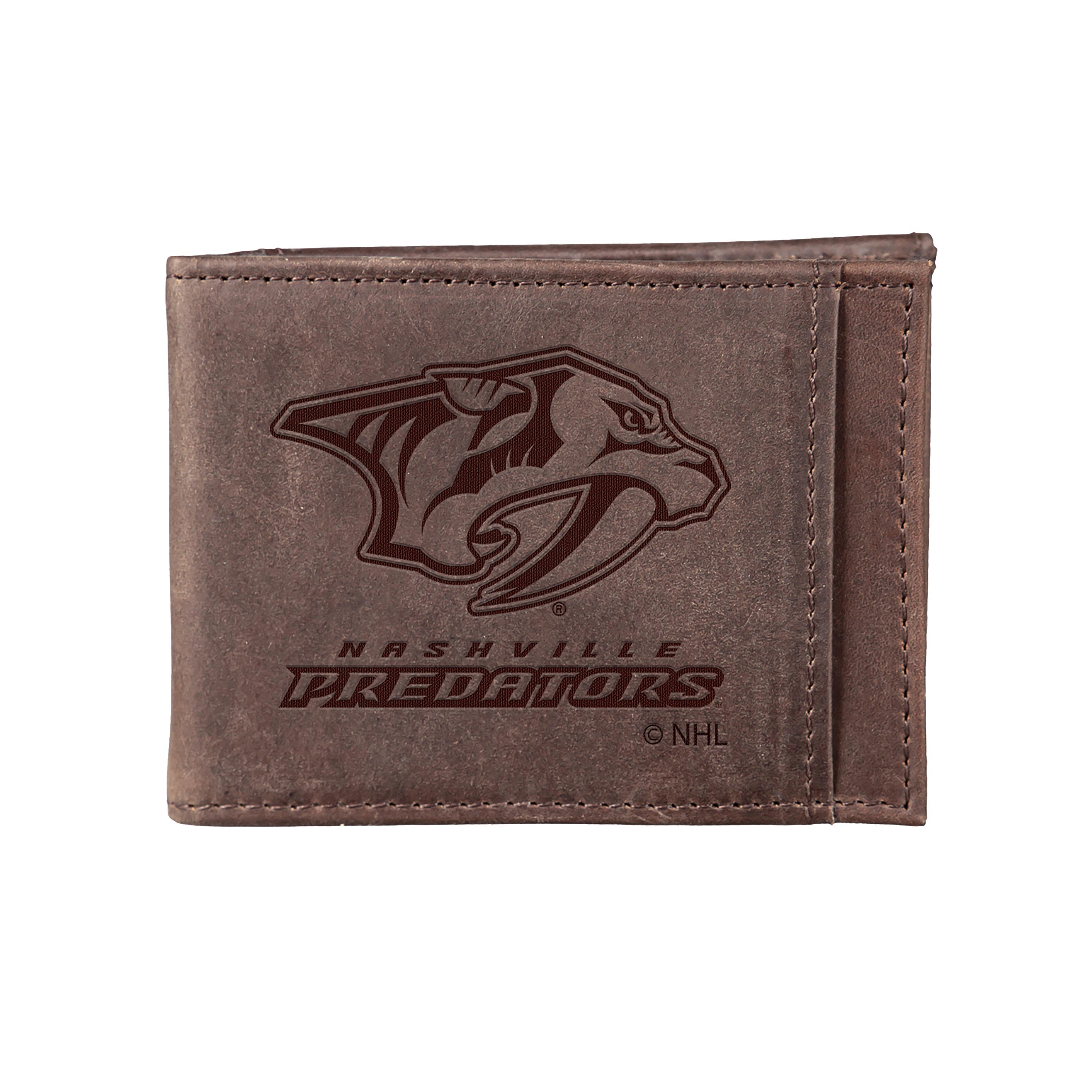 Front Pocket Wallet w/ RFID Blocking, Nashville Predators, Brown - Sports Collectibles, Sports Memorabilia, Sports Fan Shop, Sports Gifts