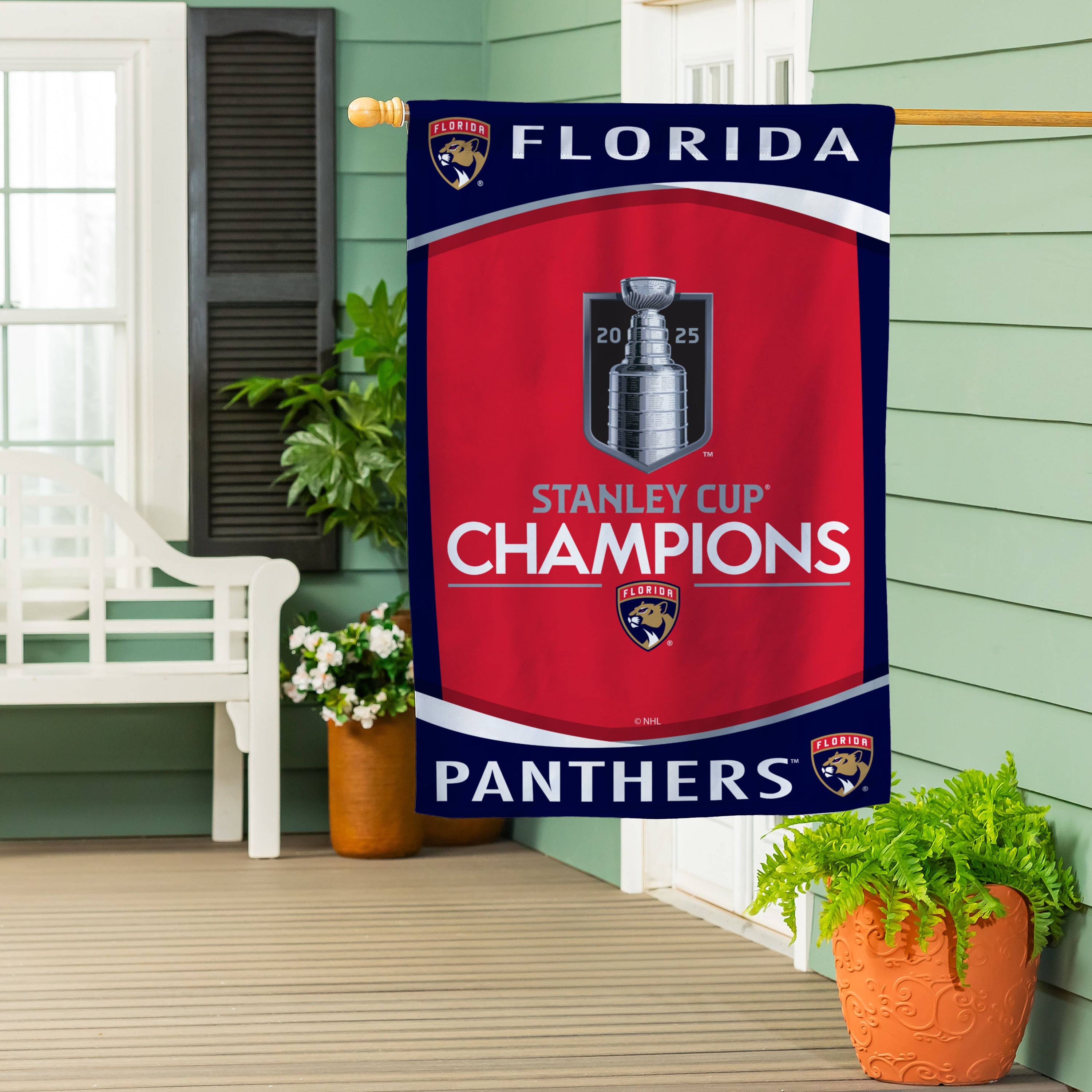 Florida Panthers, Stanley Cup 2025 Champions Flag, House - Sports Collectibles, Sports Memorabilia, Sports Fan Shop, Sports Gifts