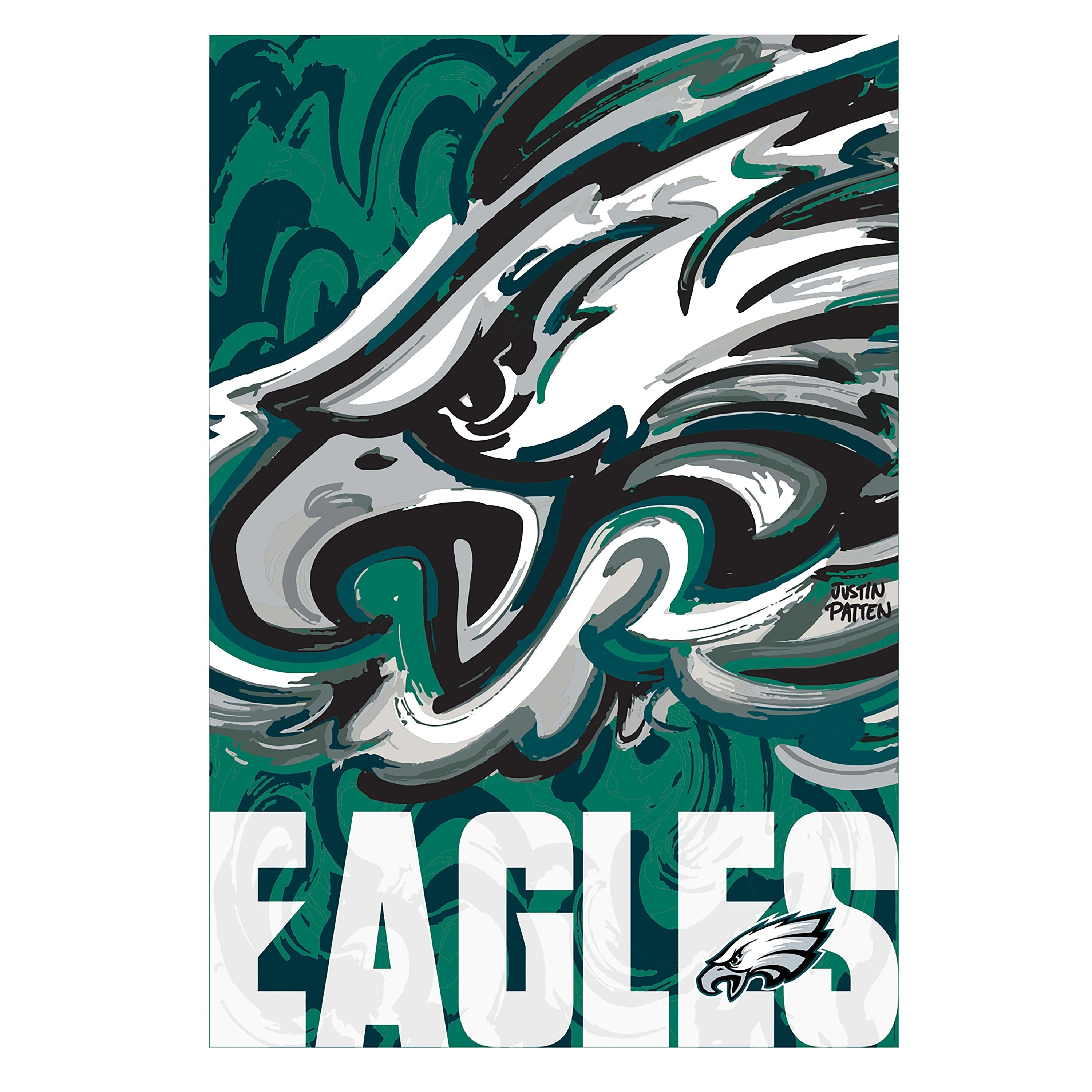 Philadelphia Eagles Justin Patten Logo Suede Garden Flag - Sports Collectibles, Sports Memorabilia, Sports Fan Shop, Sports Gifts