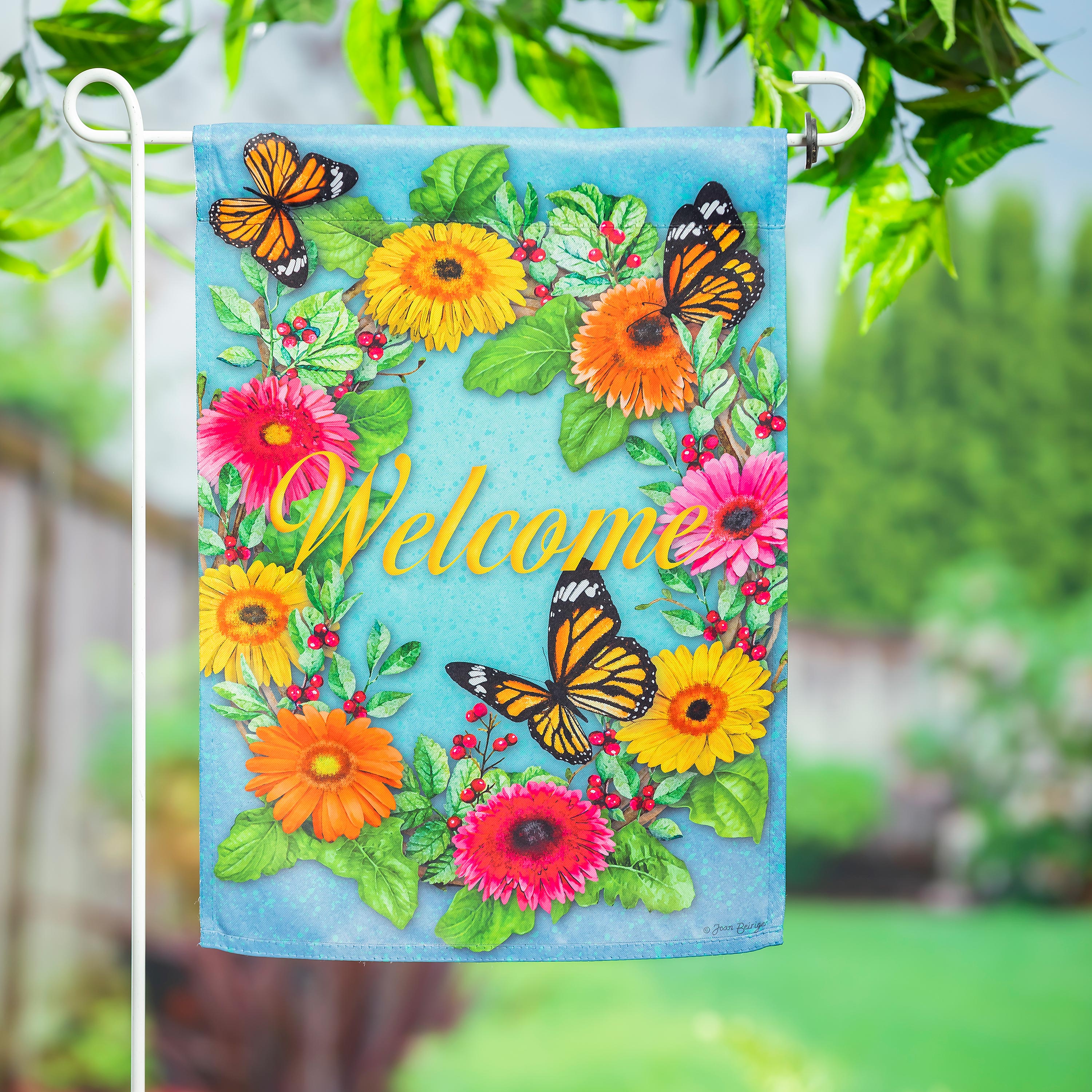 Gerbera Butterflies Suede Garden Flag - Sports Collectibles, Sports Memorabilia, Sports Fan Shop, Sports Gifts