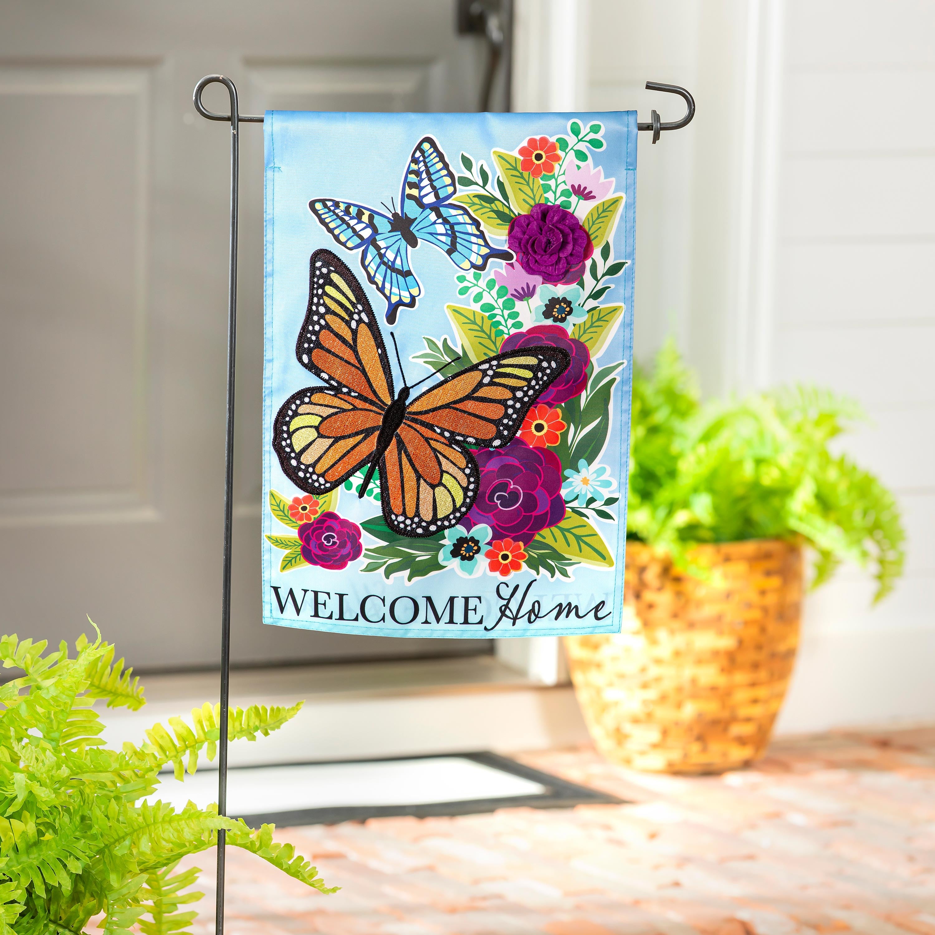 Welcome Home Butterflies Applique Garden Flag - Sports Collectibles, Sports Memorabilia, Sports Fan Shop, Sports Gifts