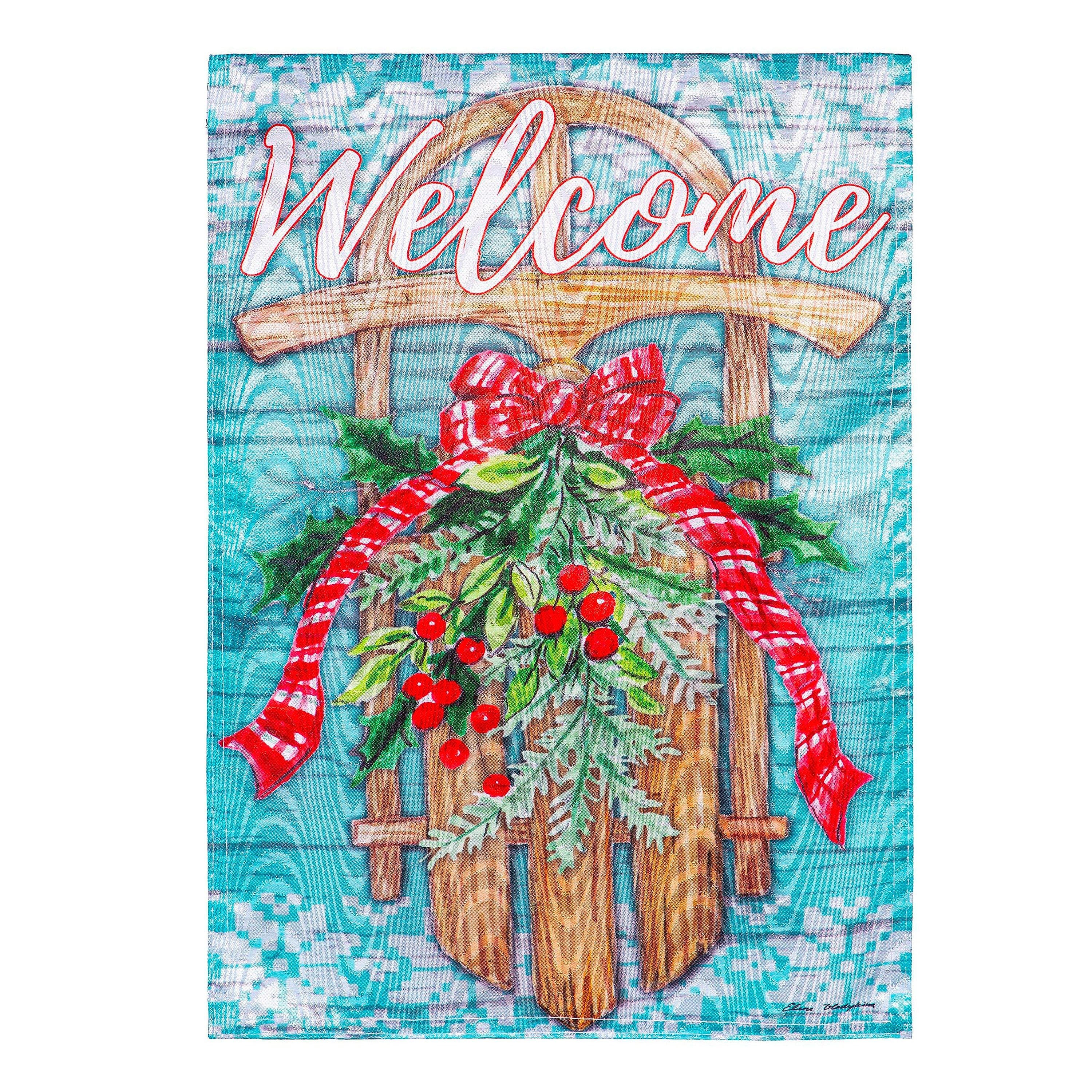 Welcome Sled Moire House Flag - Sports Collectibles, Sports Memorabilia, Sports Fan Shop, Sports Gifts
