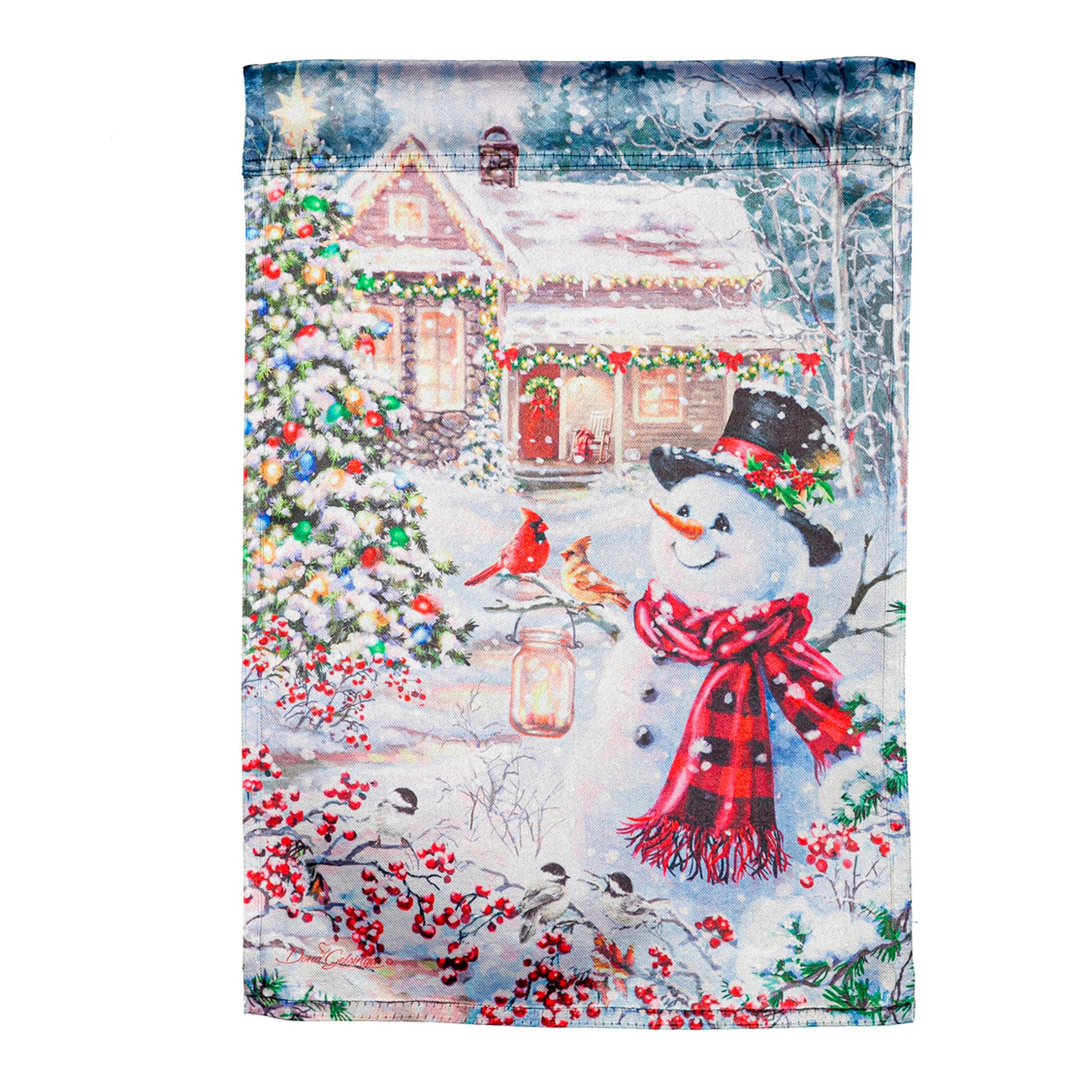 Cottage in the Snow Lustre House Flag - Sports Collectibles, Sports Memorabilia, Sports Fan Shop, Sports Gifts