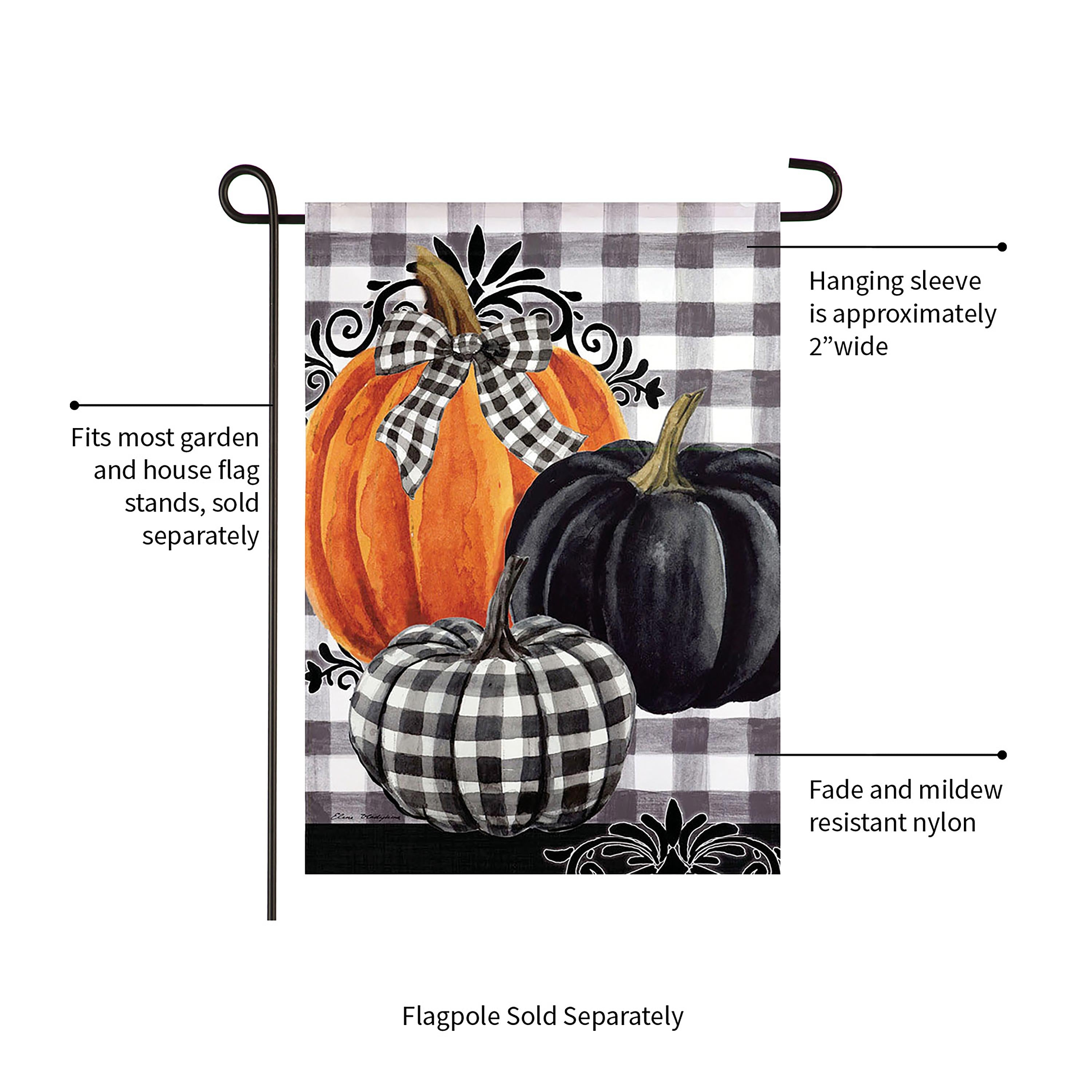Pumpkin Check Garden Suede Flag - Sports Collectibles, Sports Memorabilia, Sports Fan Shop, Sports Gifts