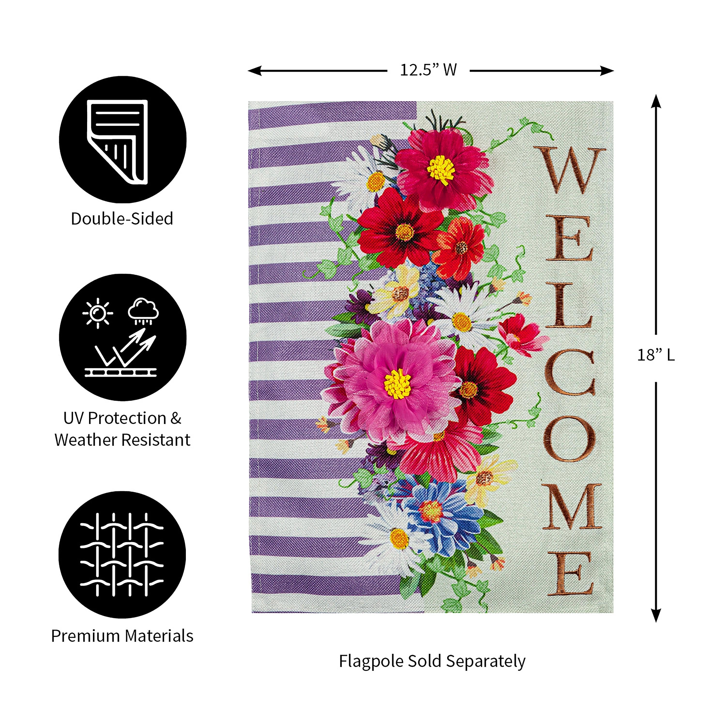Divided Floral Garden Burlap Flag - Sports Collectibles, Sports Memorabilia, Sports Fan Shop, Sports Gifts