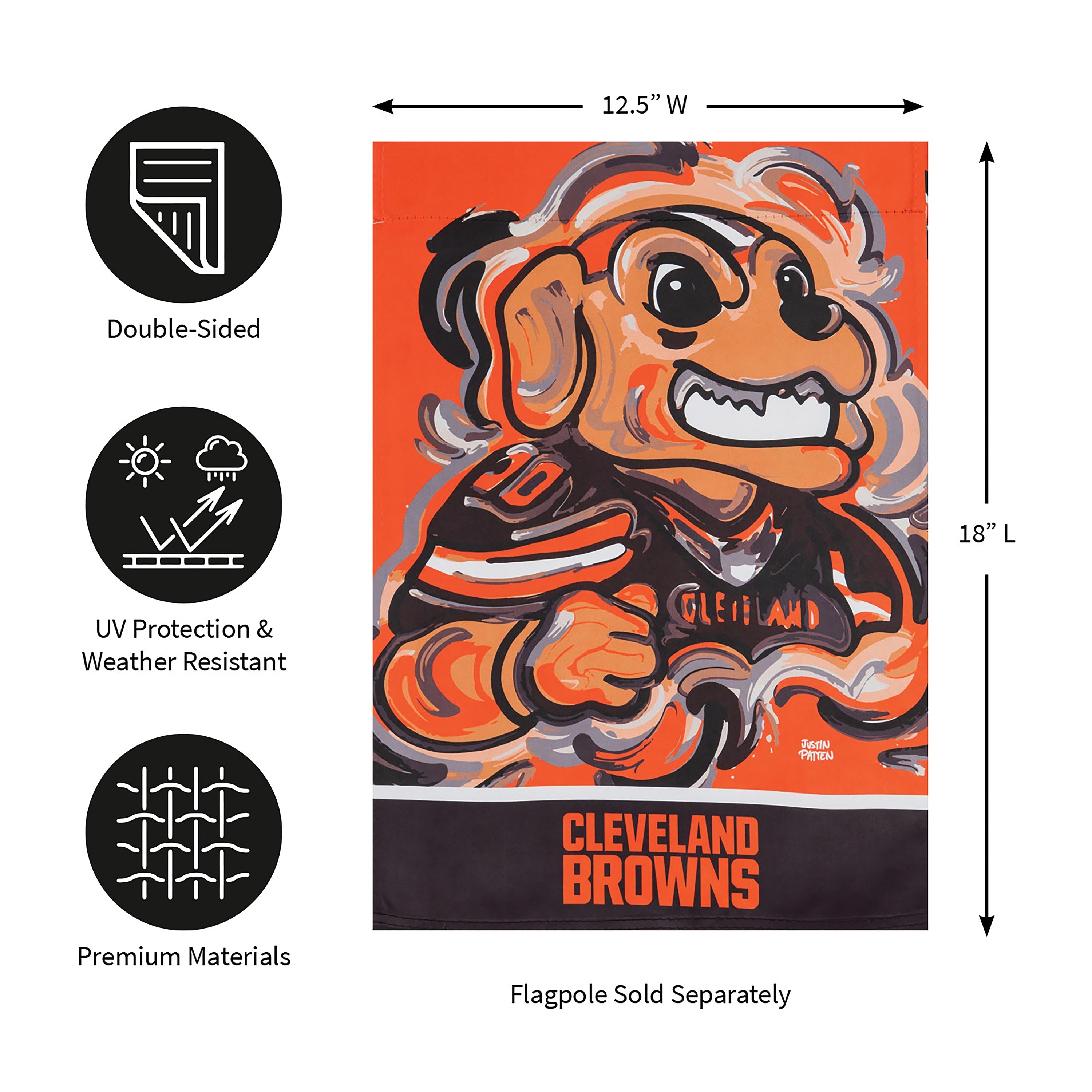 Cleveland Browns Justin Patten Suede Garden Flag - Sports Collectibles, Sports Memorabilia, Sports Fan Shop, Sports Gifts