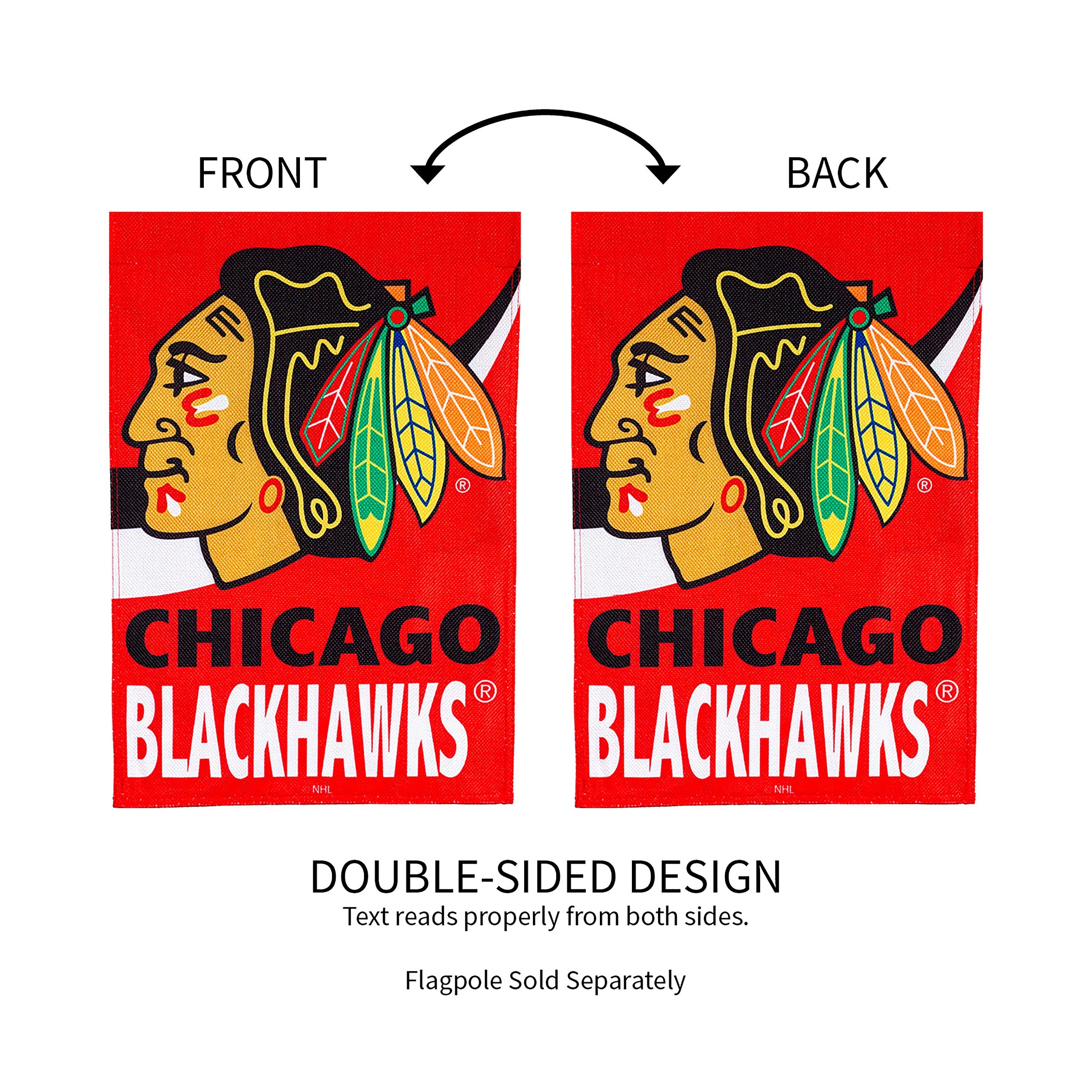 NHL Hockey Burlap Garden Flag, Chicago Blackhawks - Sports Collectibles, Sports Memorabilia, Sports Fan Shop, Sports Gifts