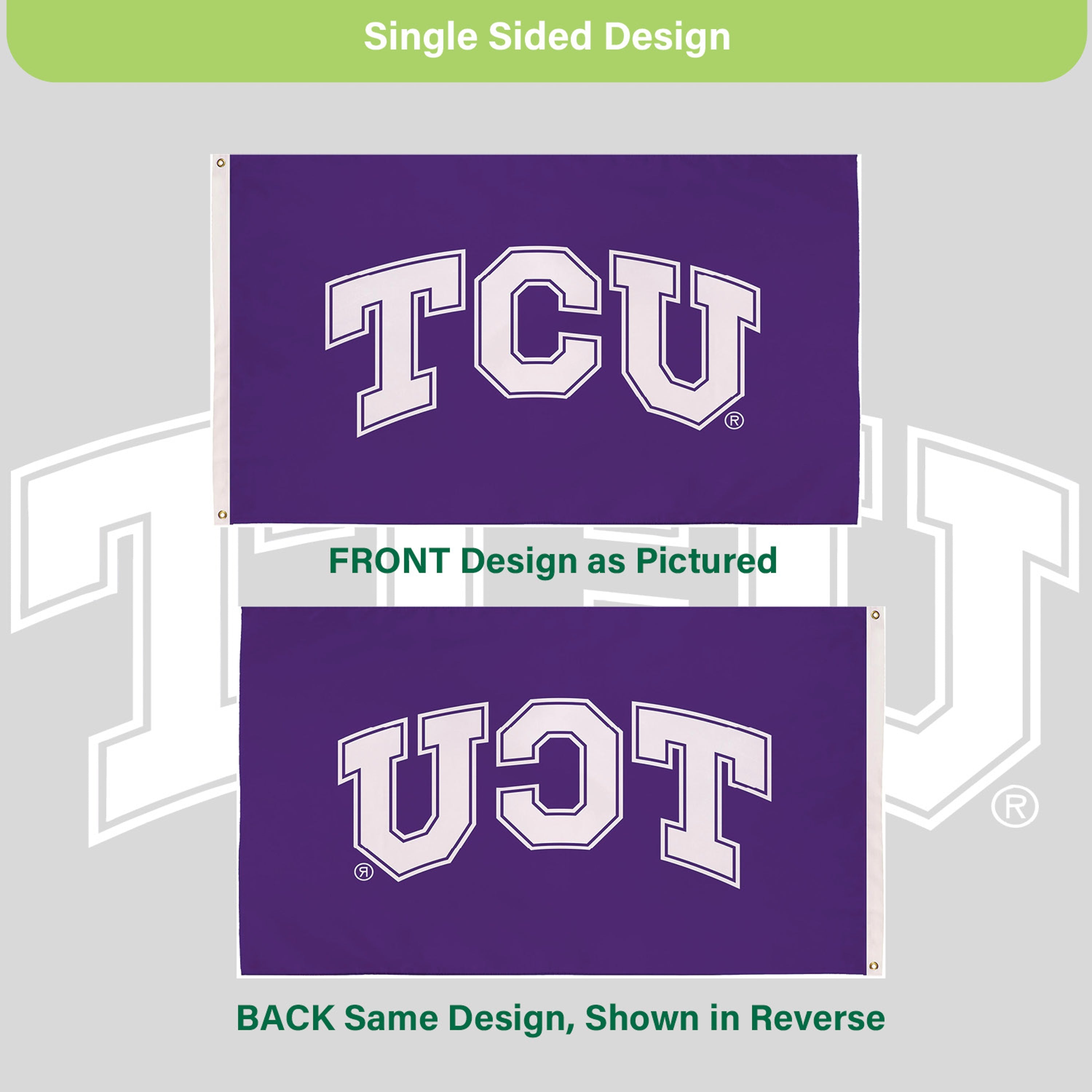 3'x5' Single Sided Flag w/ 2 Grommets, Texas Christian University - Sports Gifts, Sports Memorabilia, Sports Collectibles, Fan Shop