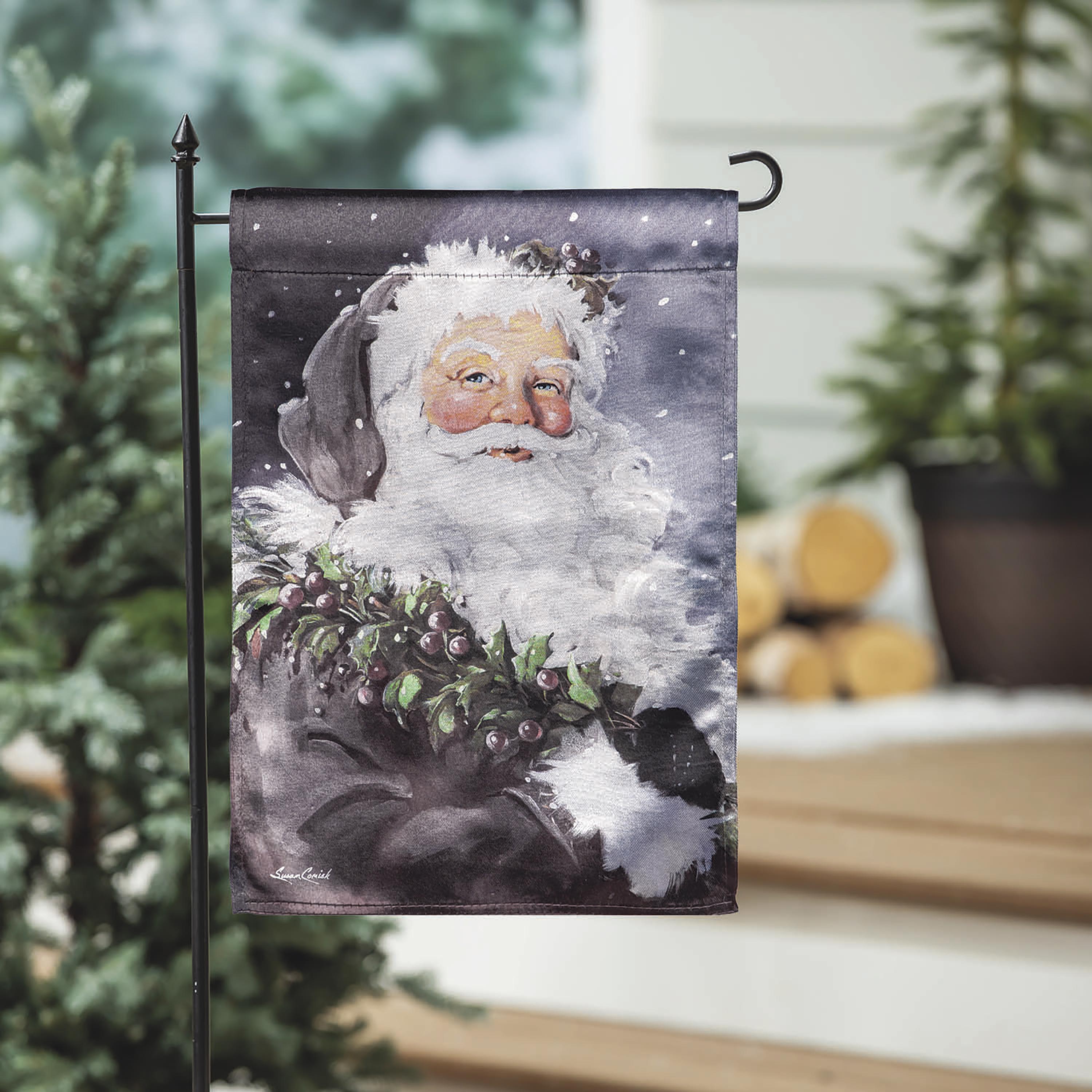 Santa in the Winter Lustre Garden Flag - Sports Collectibles, Sports Memorabilia, Sports Fan Shop, Sports Gifts