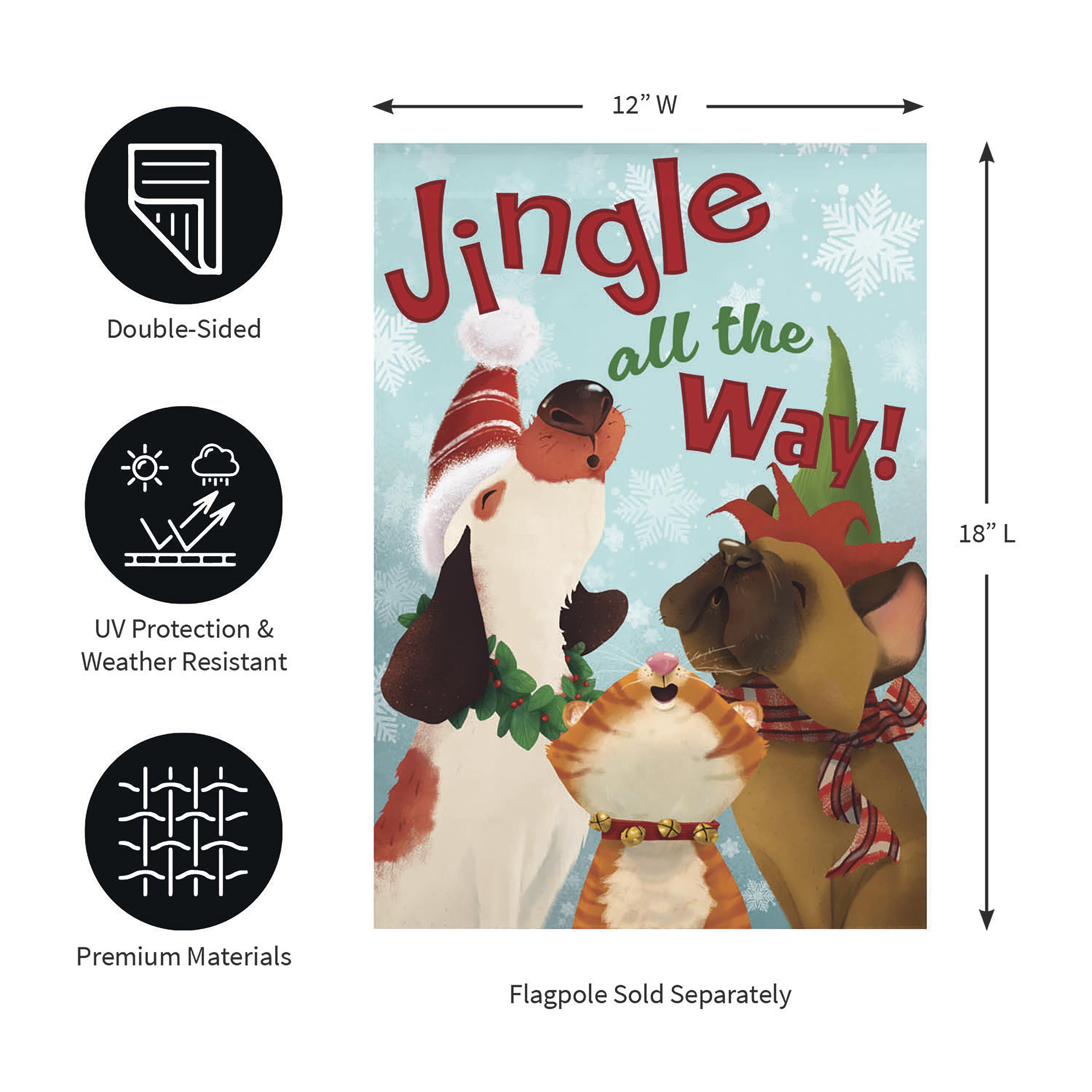 Jingle All the Way Suede Garden Flag - Sports Collectibles, Sports Memorabilia, Sports Fan Shop, Sports Gifts