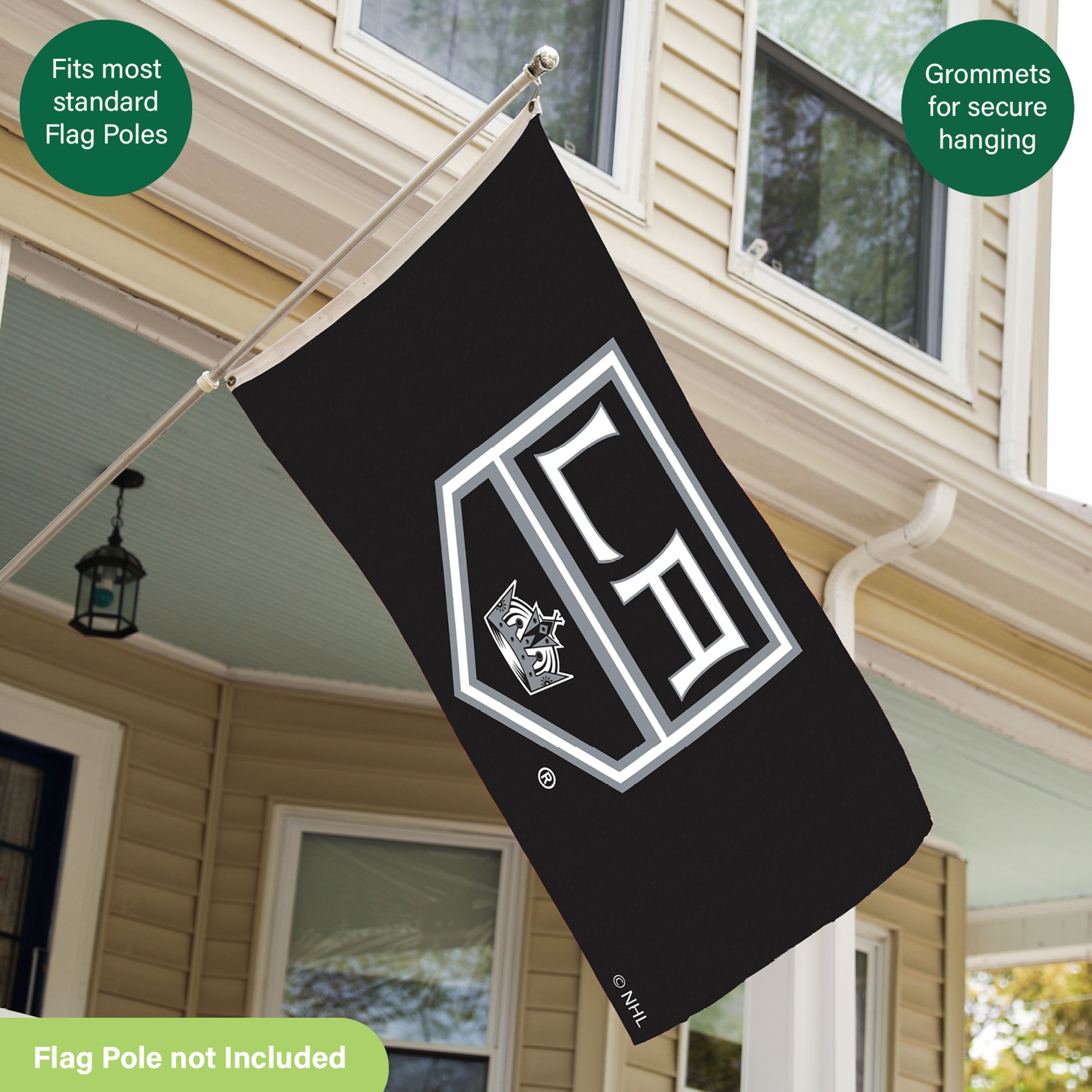 Los Angeles Kings Single Sided Flag w/ 2 Grommets, 3'x5' - Sports Gifts, Sports Memorabilia, Sports Collectibles, Fan Shop